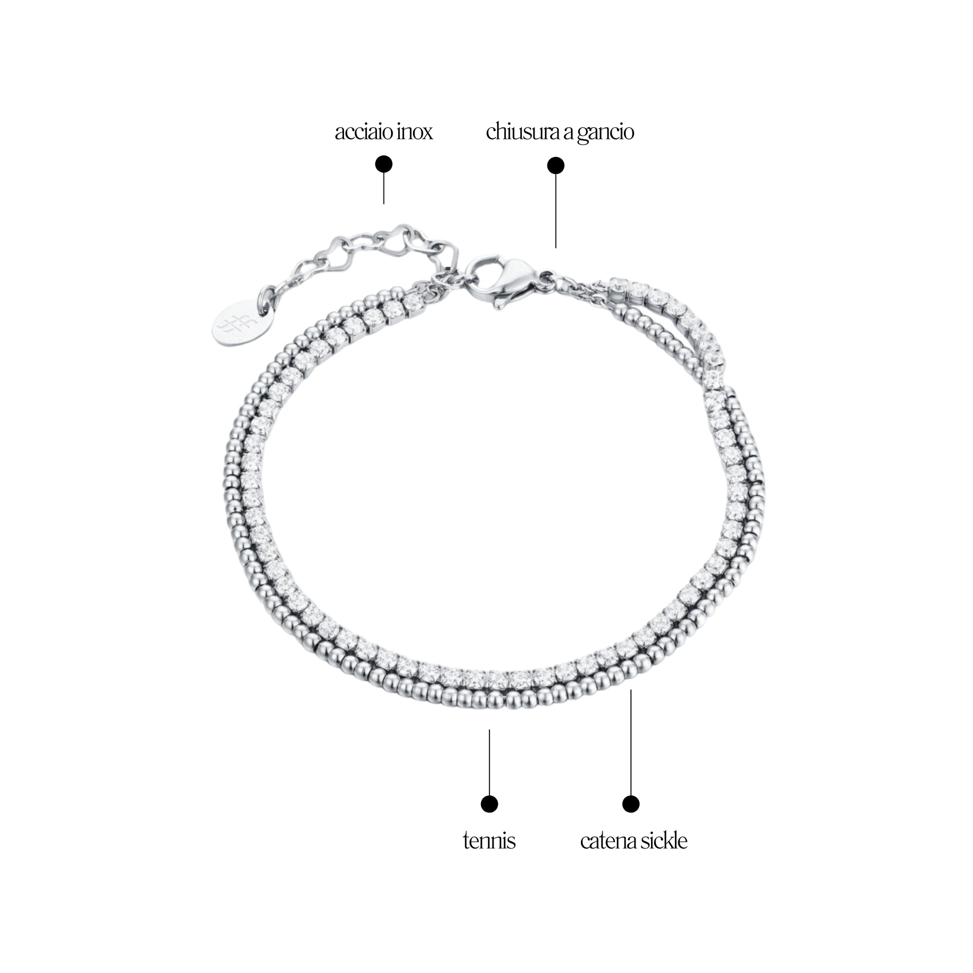 2mm White Crystal Double Tennis Bracelet