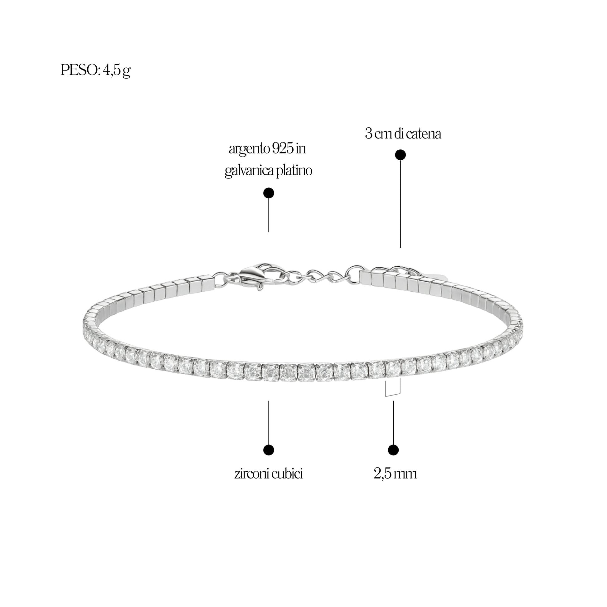 925 silver crystal tennis bracelet
