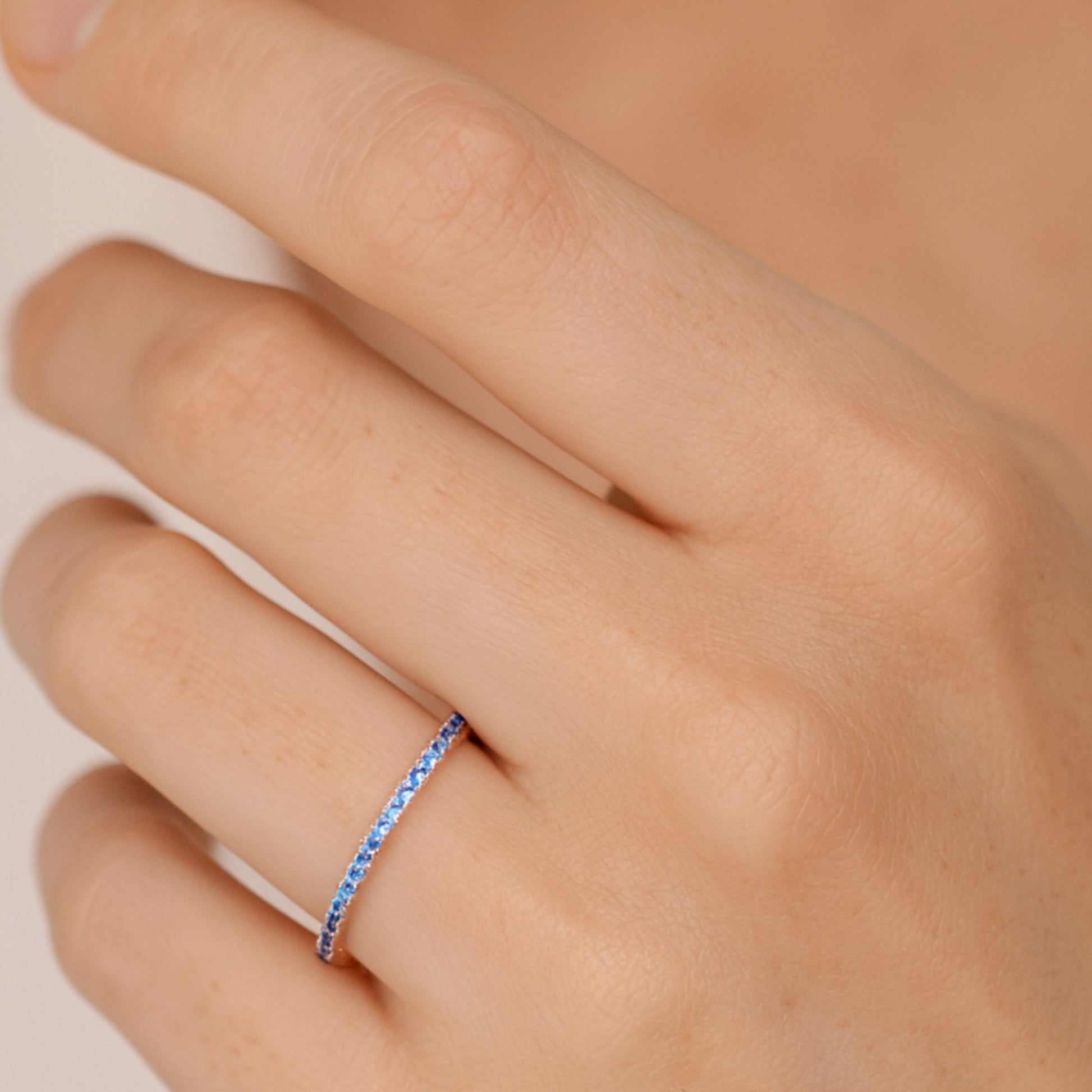 925 silver sky blue eternity ring