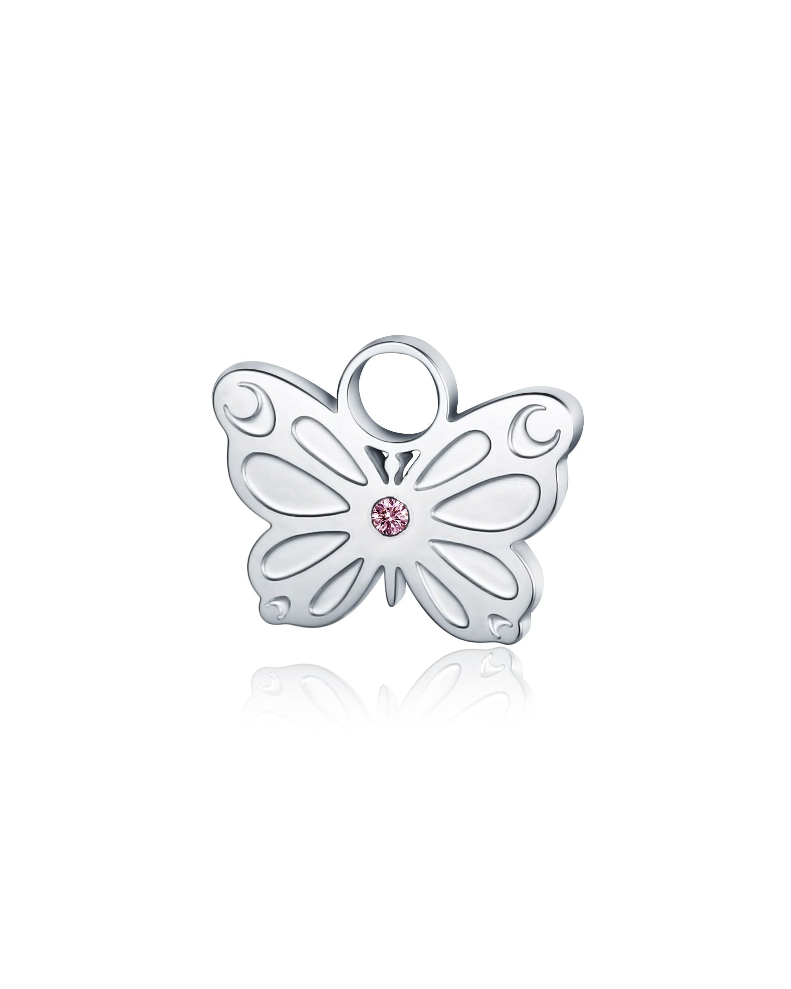 Mini Charm Farfalla con cristallo rosa