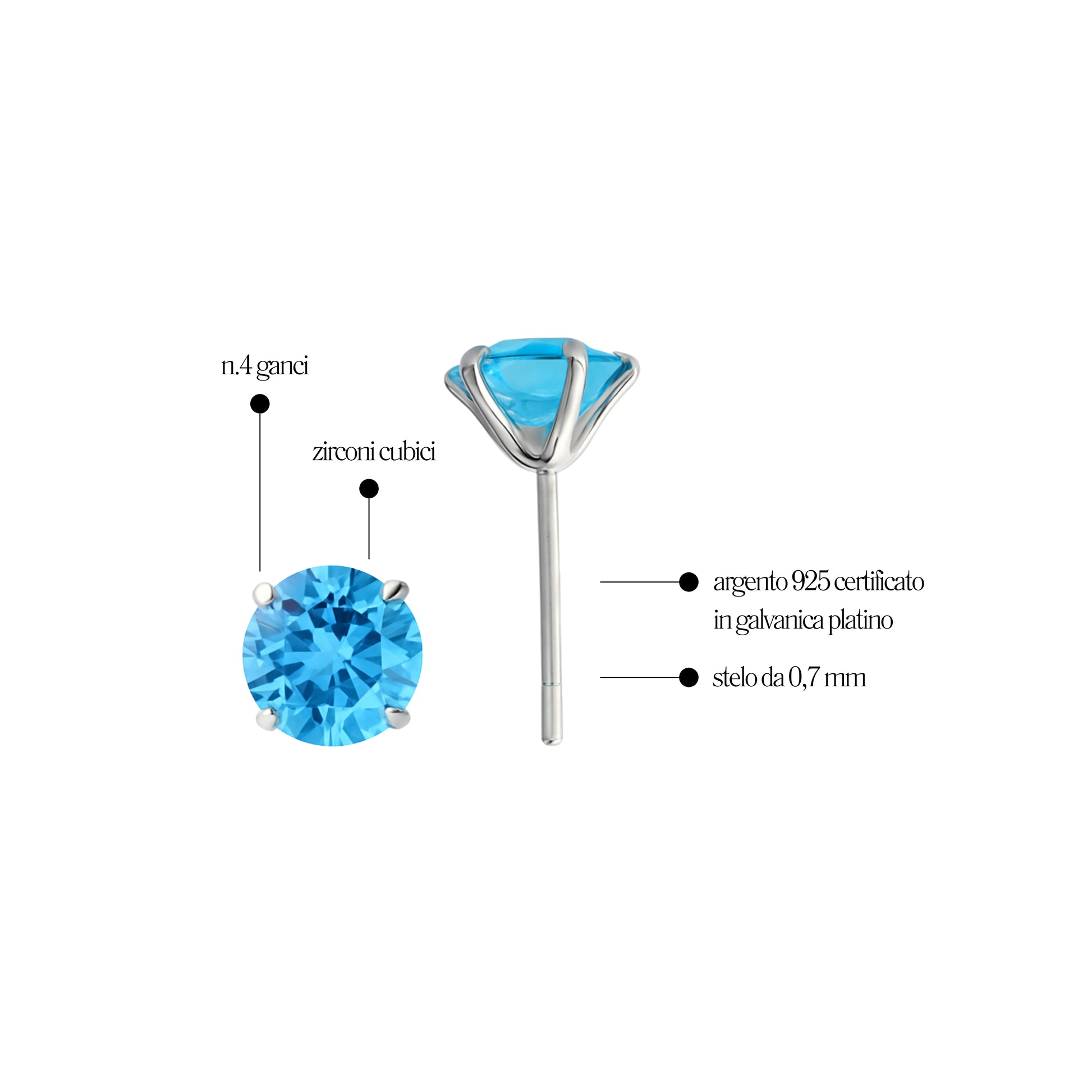 Orecchino Celeste in Argento 925 - Les Folies