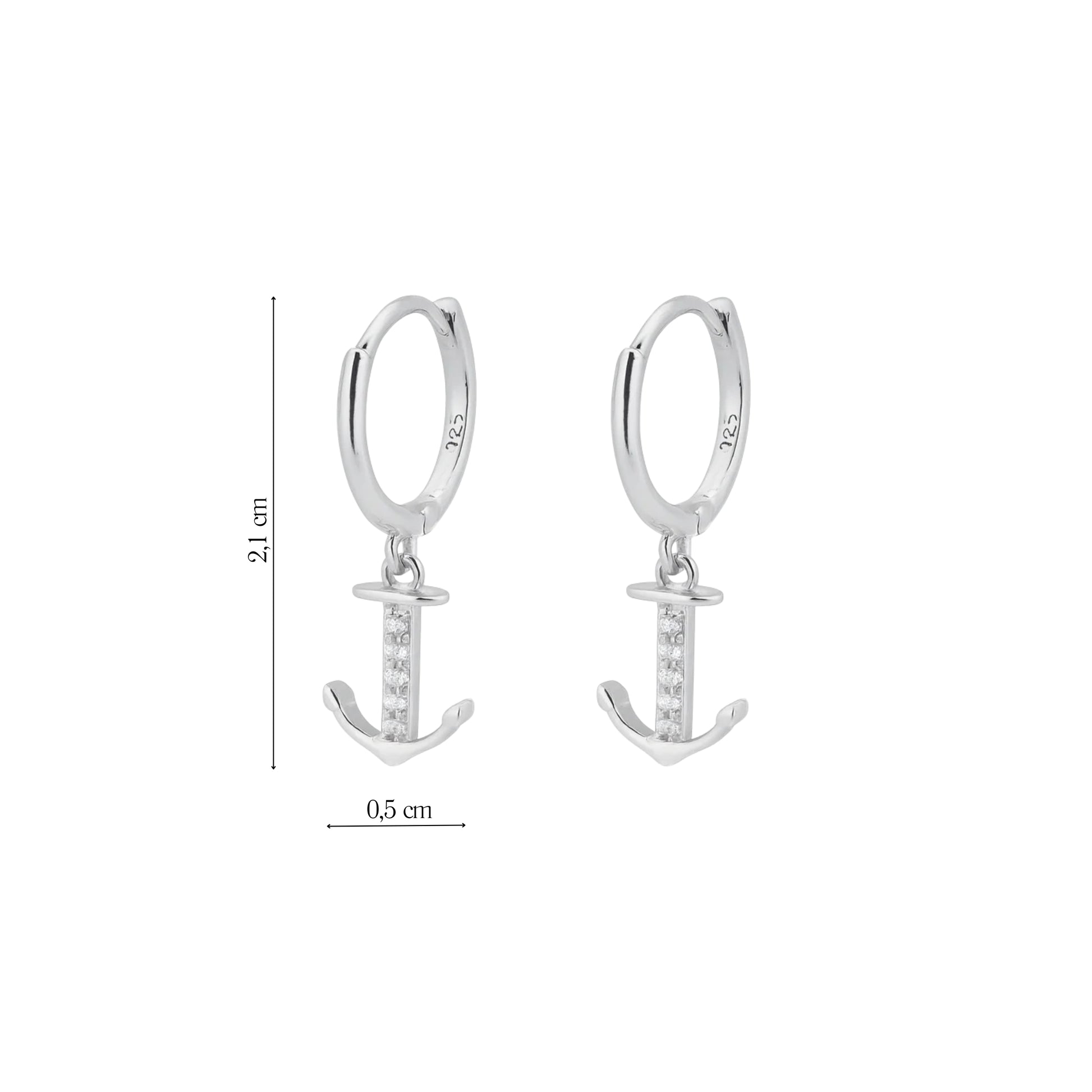 Pair of 925 Sterling Silver "ANCHOR" Earrings