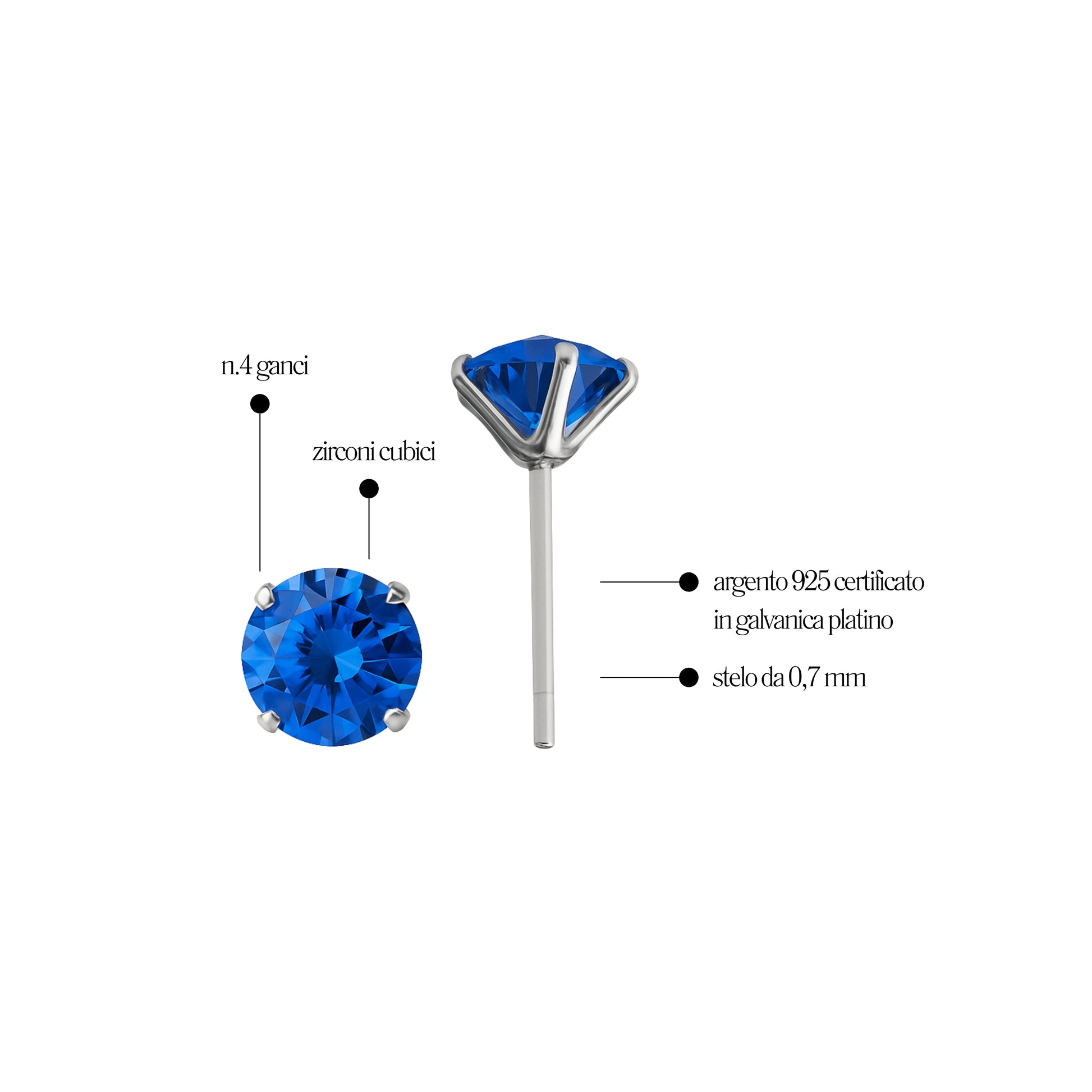 Orecchino Blu in Argento 925 - Les Folies