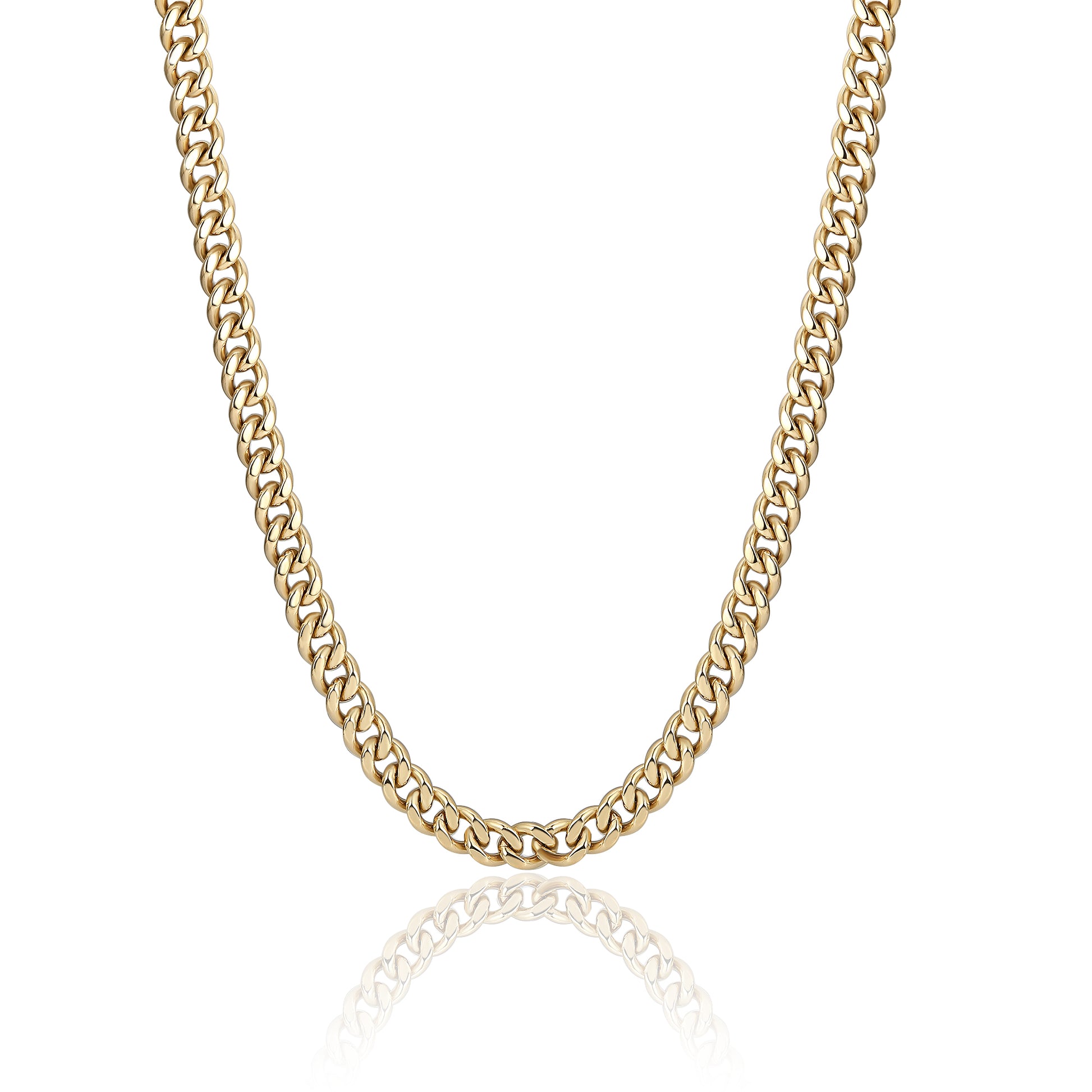 8mm Flat Curb Necklace 50cm Gold