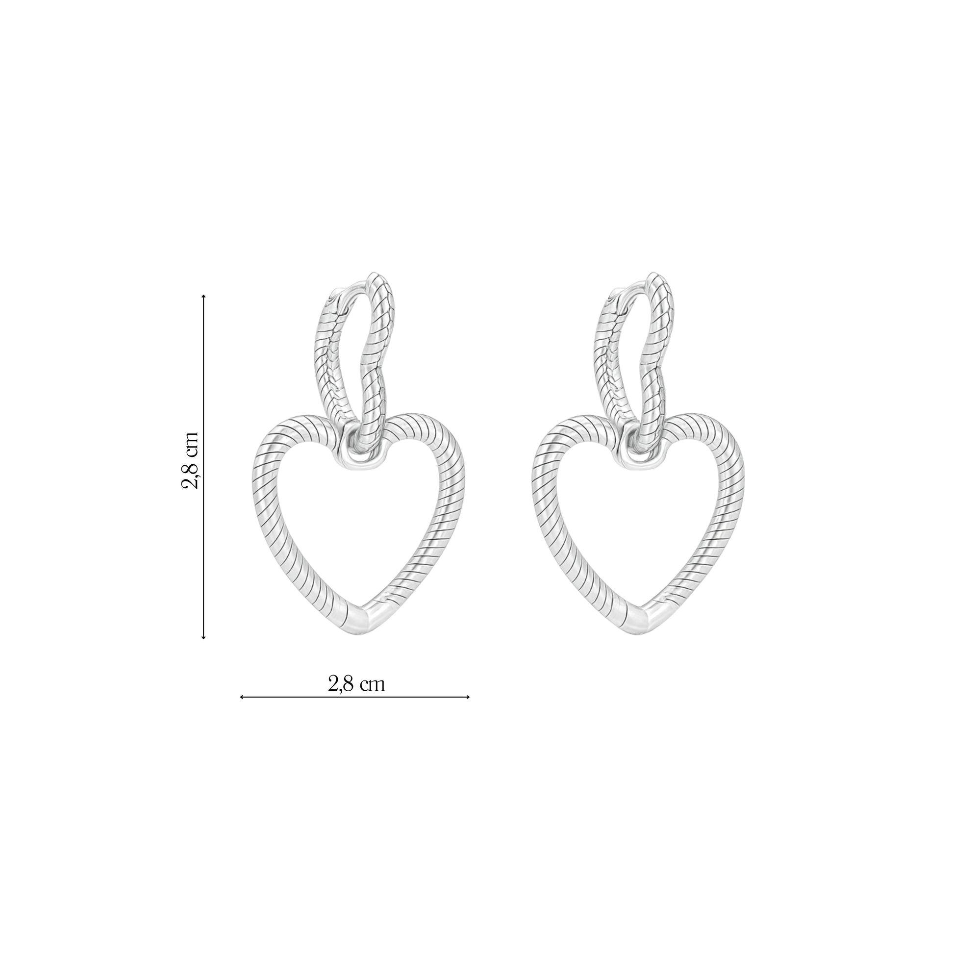Coppia di Orecchini Cuore Snake in Argento 925 - Les Folies