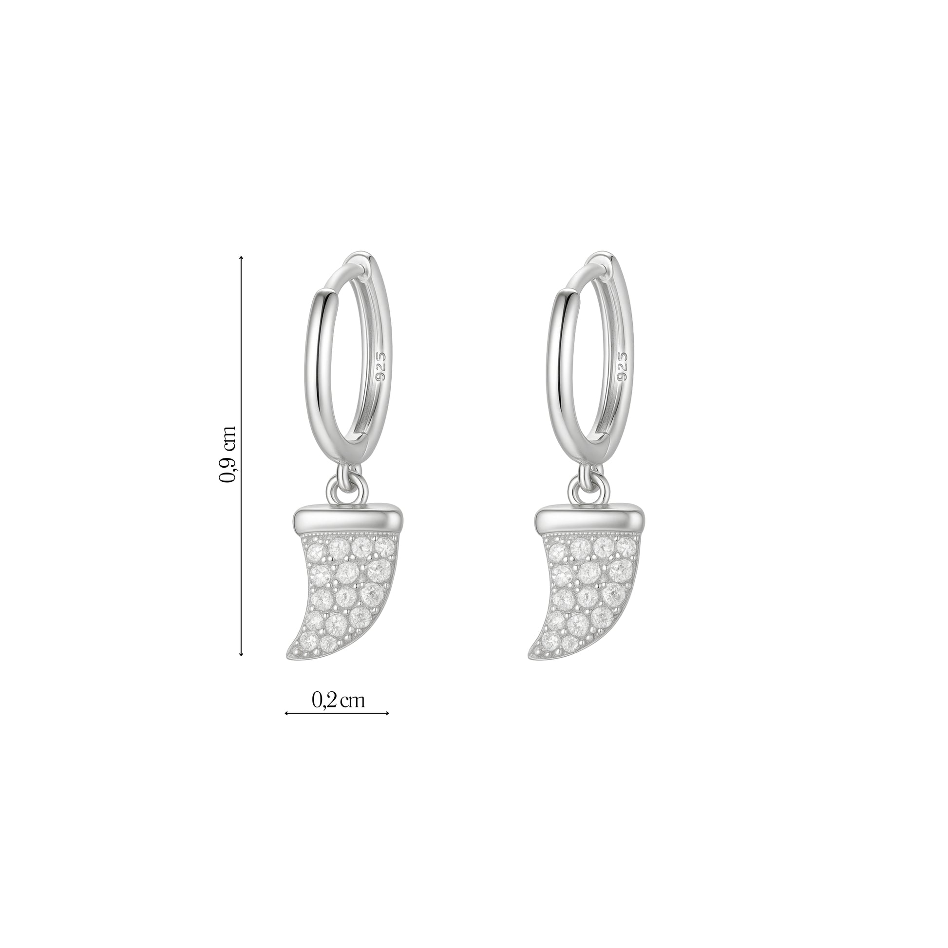 Coppia di Orecchini Corno in Argento 925 - Les Folies
