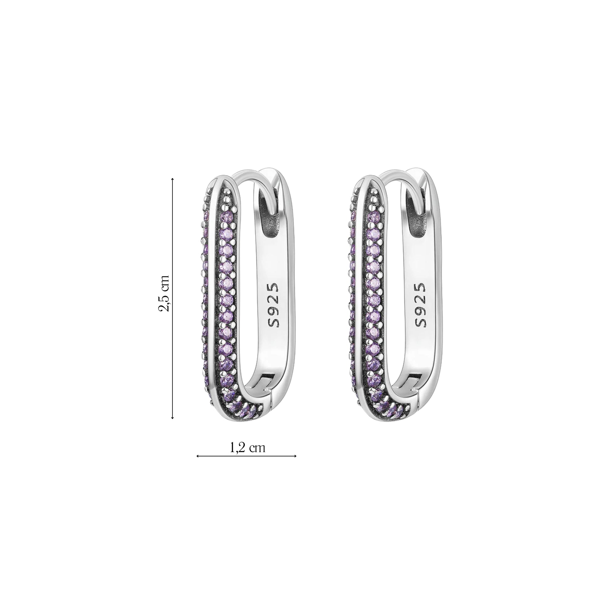 Coppia di Orecchini Rettangolari in Argento 925 - Les Folies