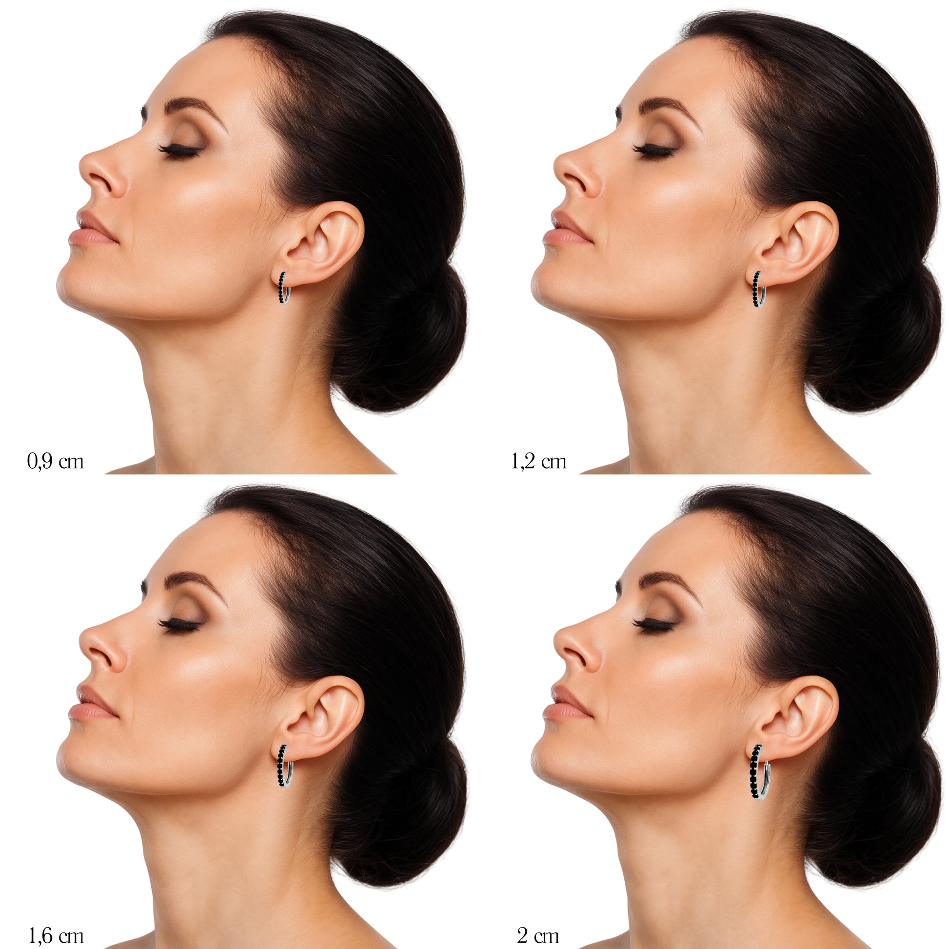 Coppia di Orecchini Nero in Argento 925 - Les Folies