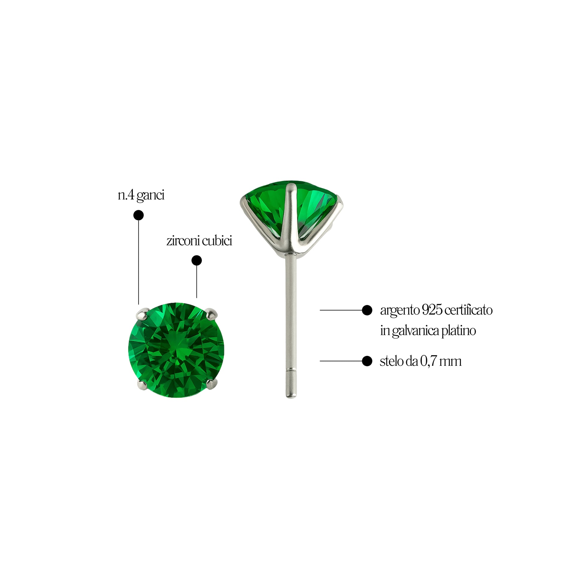 Orecchino Verde in Argento 925 - Les Folies
