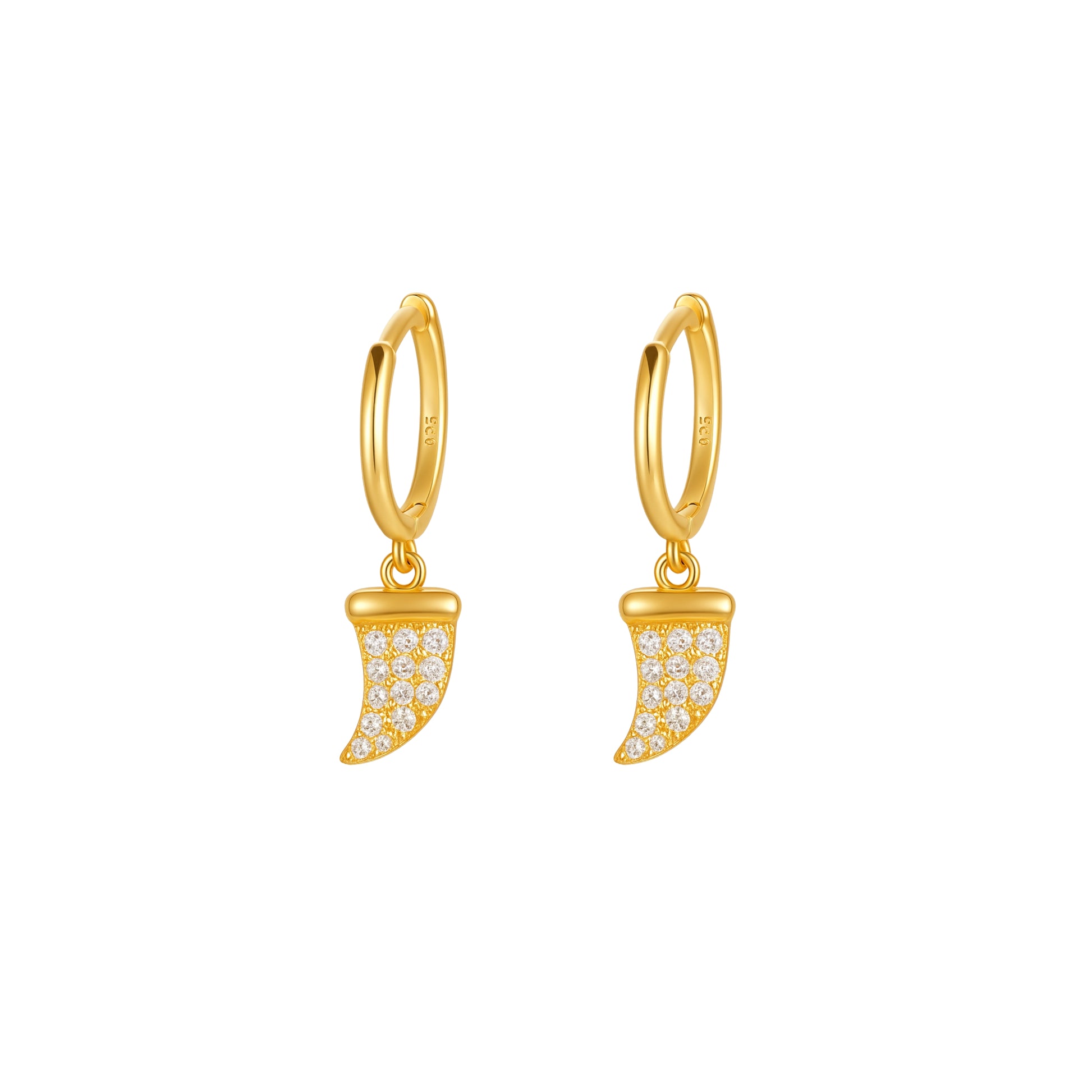 Coppia di Orecchini Corno in Argento 925 - Les Folies