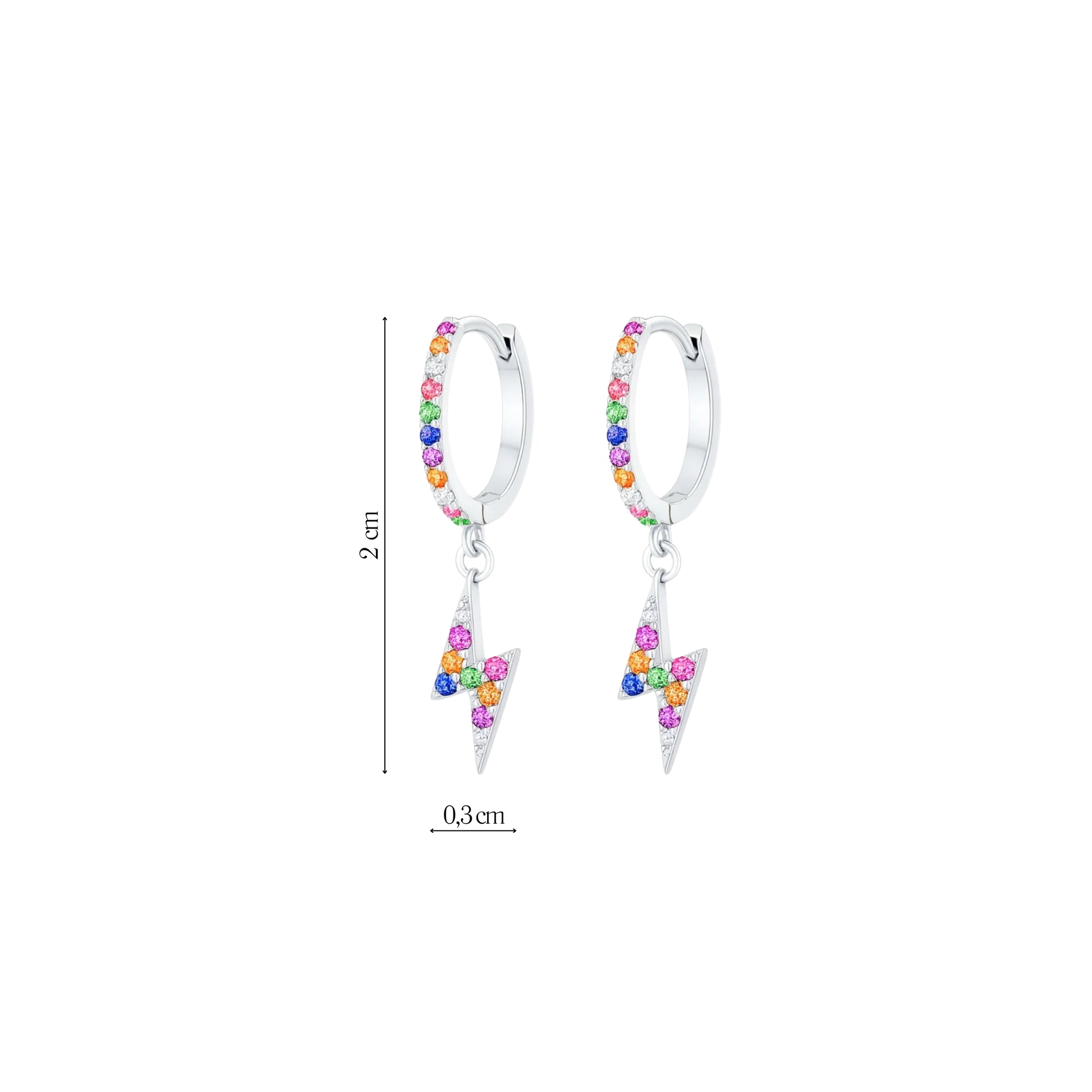 Coppia di Orecchini Fulmine Multicolor in Argento 925 - Les Folies