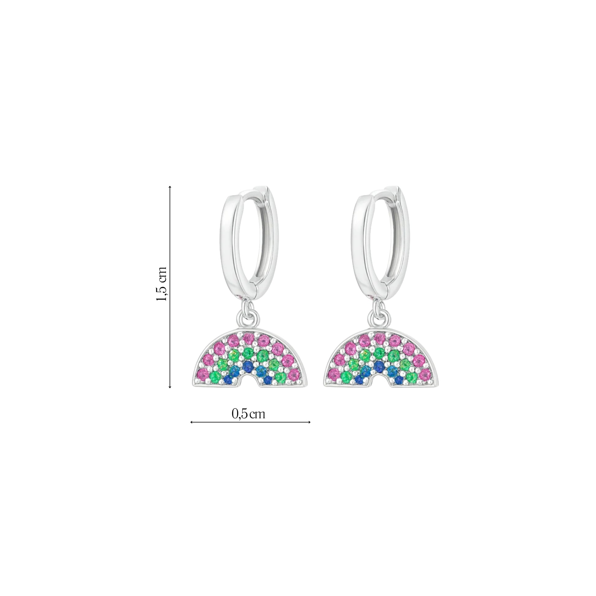 Coppia Di Orecchini Argento 925 - Arcobaleno Multicolor