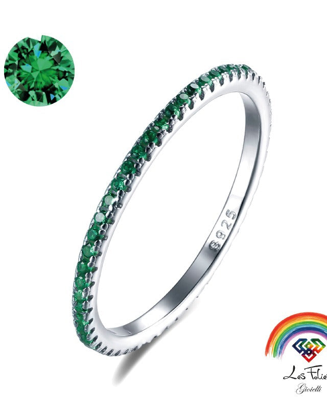 Anello veretta verde in argento 925