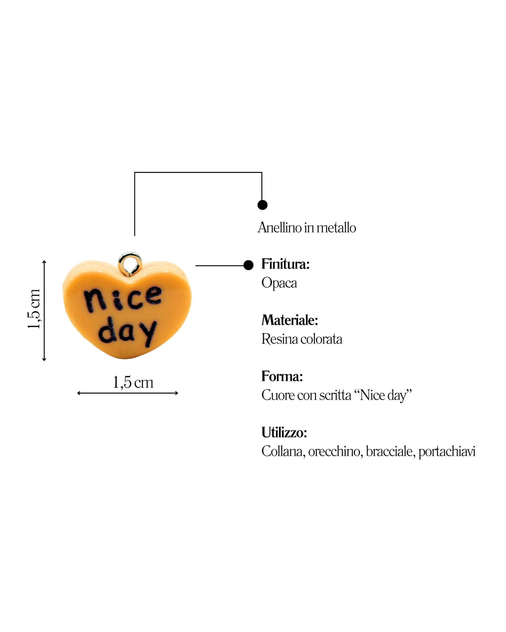 "NICE DAY" Heart Charm