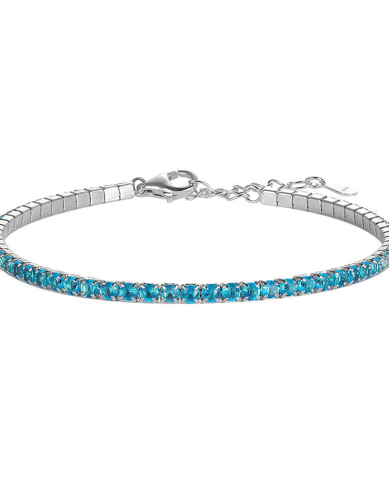 Bracciale tennis azzurro in argento 925