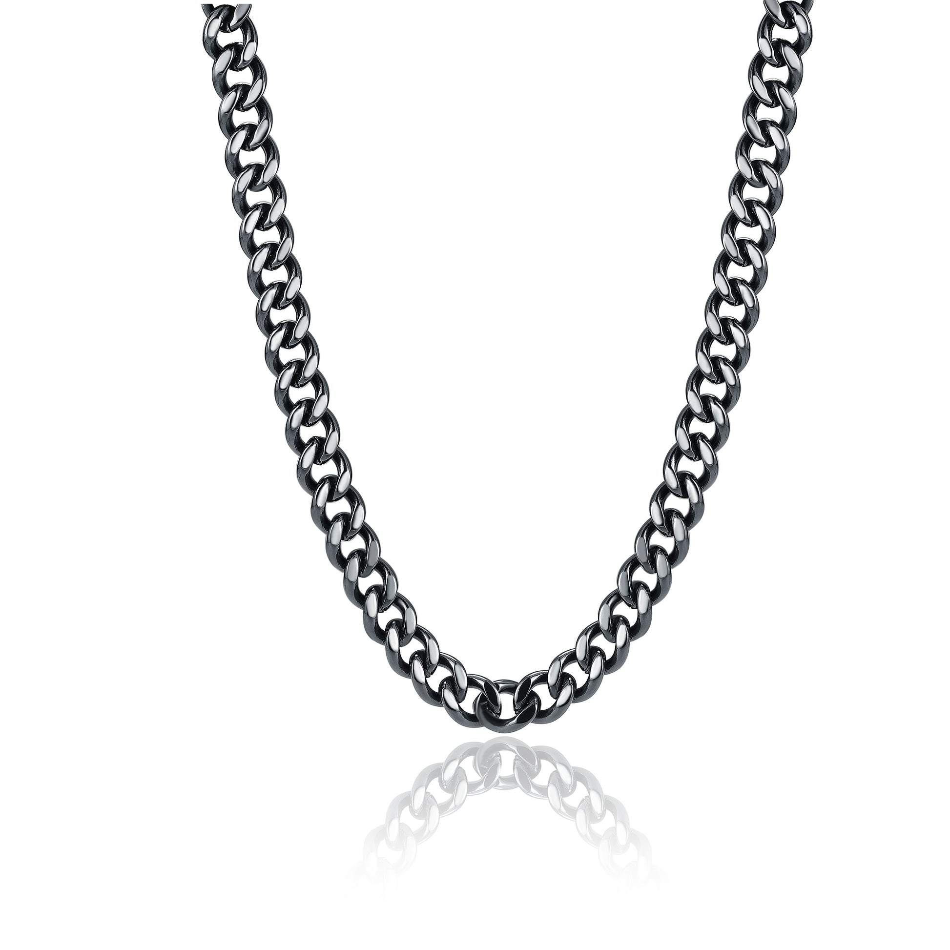 11mm 50cm Gunmetal Flat Curb Necklace