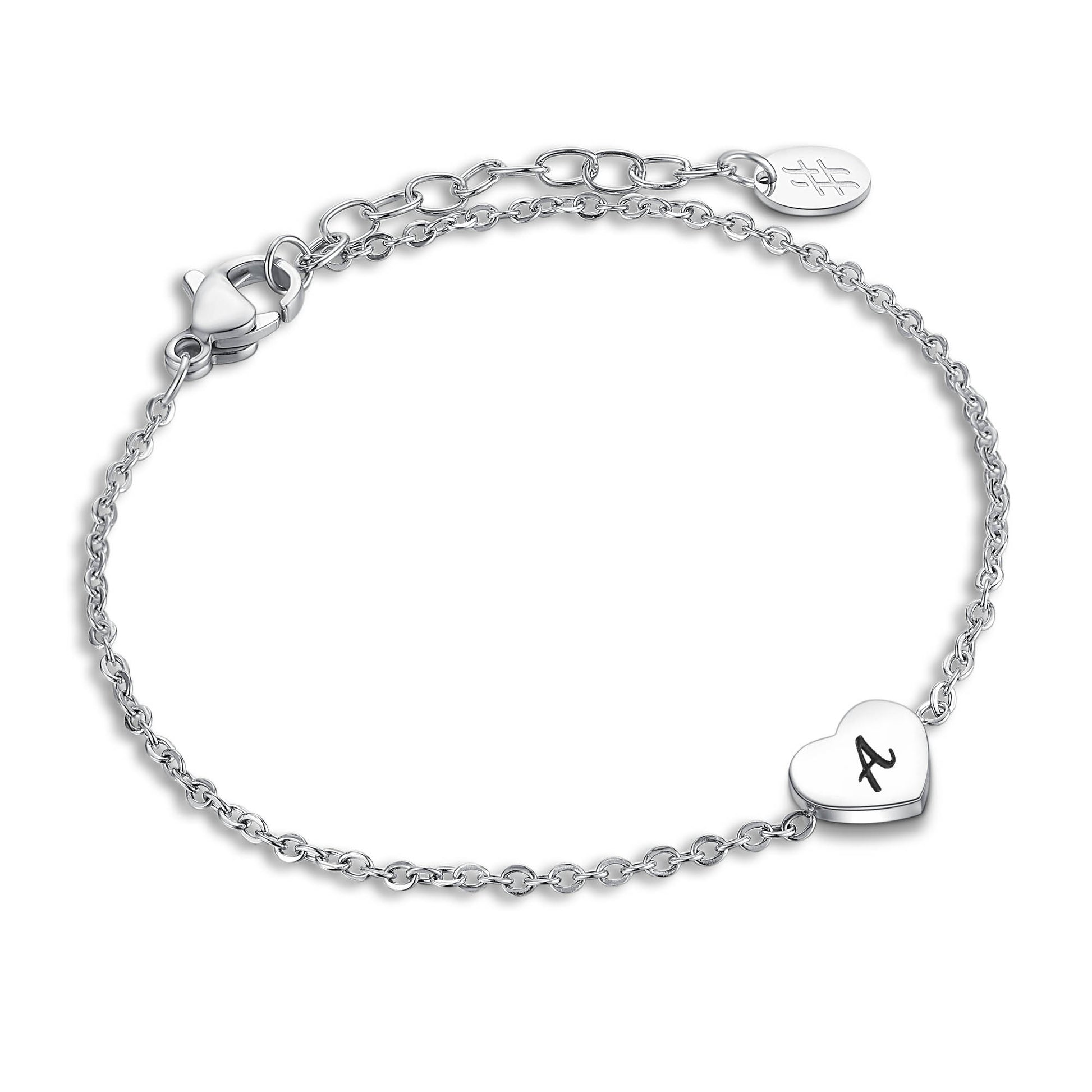 Bracciale Cuore Lettera in acciaio inox Personal - Brand Gioielli