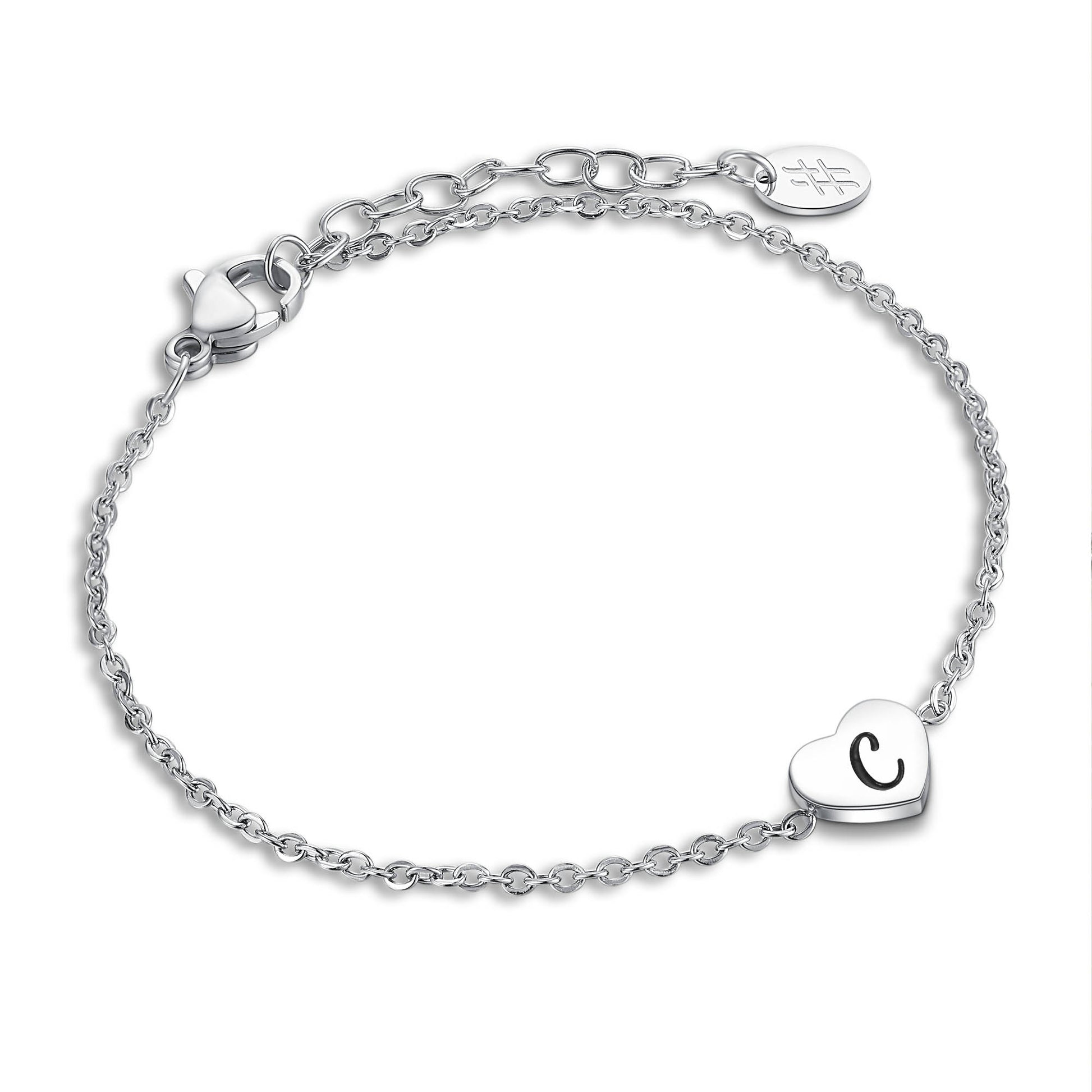 Bracciale Cuore Lettera in acciaio inox Personal - Brand Gioielli