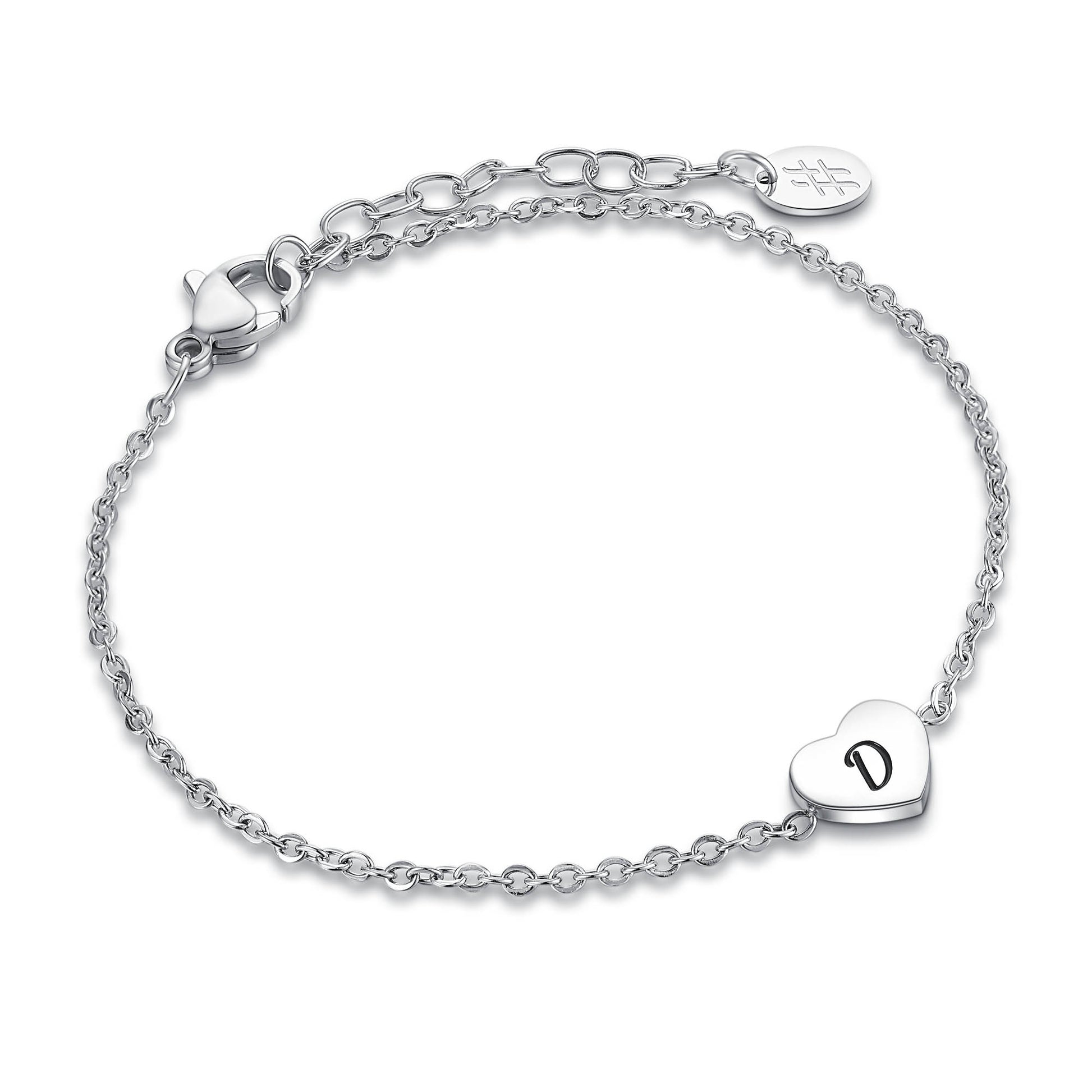 Bracciale Cuore Lettera in acciaio inox Personal - Brand Gioielli