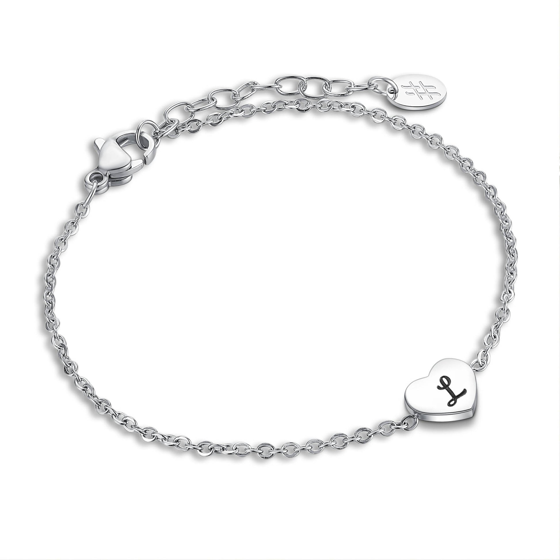 Bracciale Cuore Lettera in acciaio inox Personal - Brand Gioielli