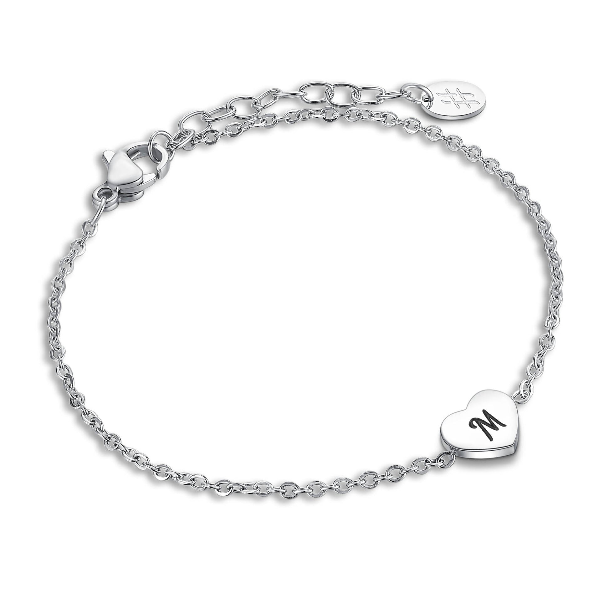 Bracciale Cuore Lettera in acciaio inox Personal - Brand Gioielli
