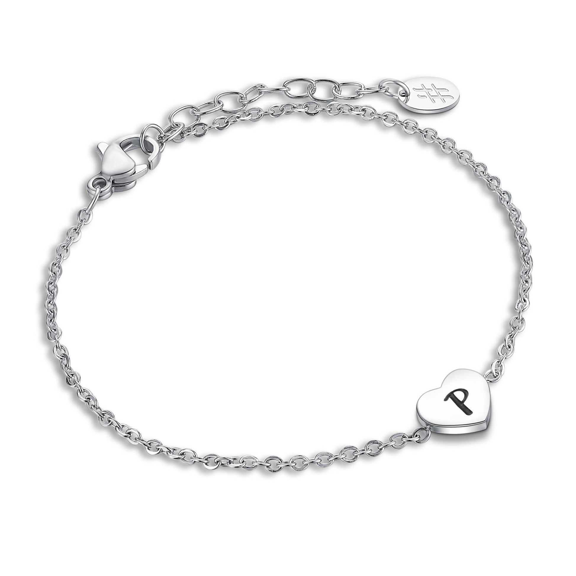 Bracciale Cuore Lettera in acciaio inox Personal - Brand Gioielli