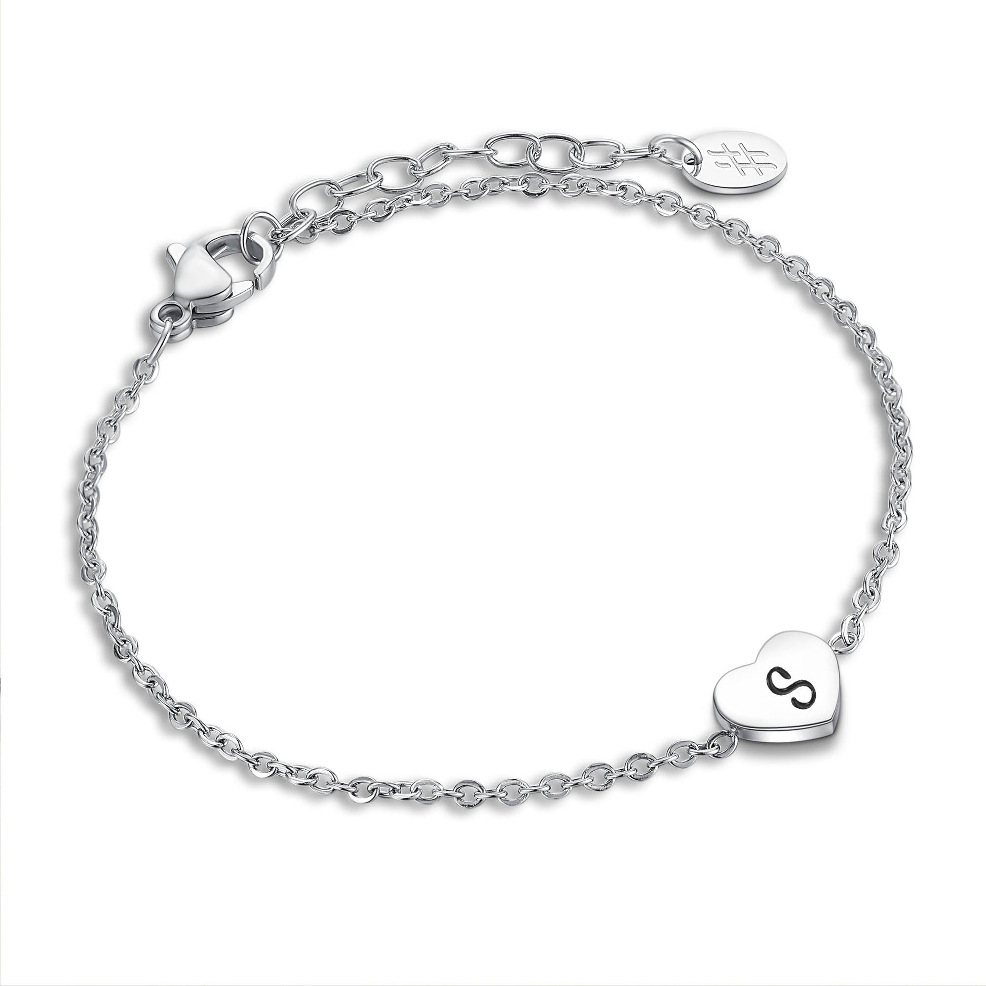 Bracciale Cuore Lettera in acciaio inox Personal - Brand Gioielli
