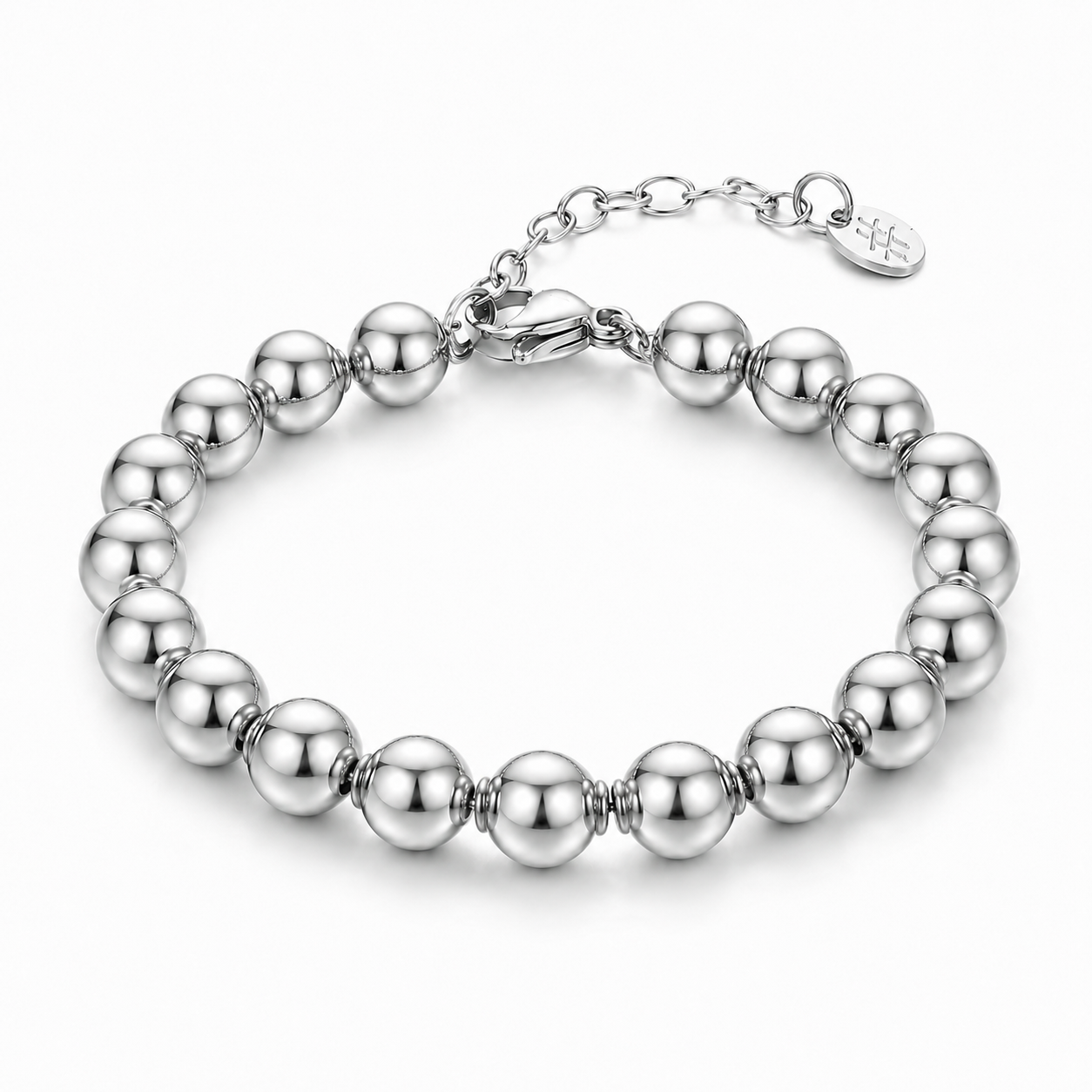 Bracciale Bracciale Sfere Grandi 8mm in acciaio inox Personal - Brand Gioielli