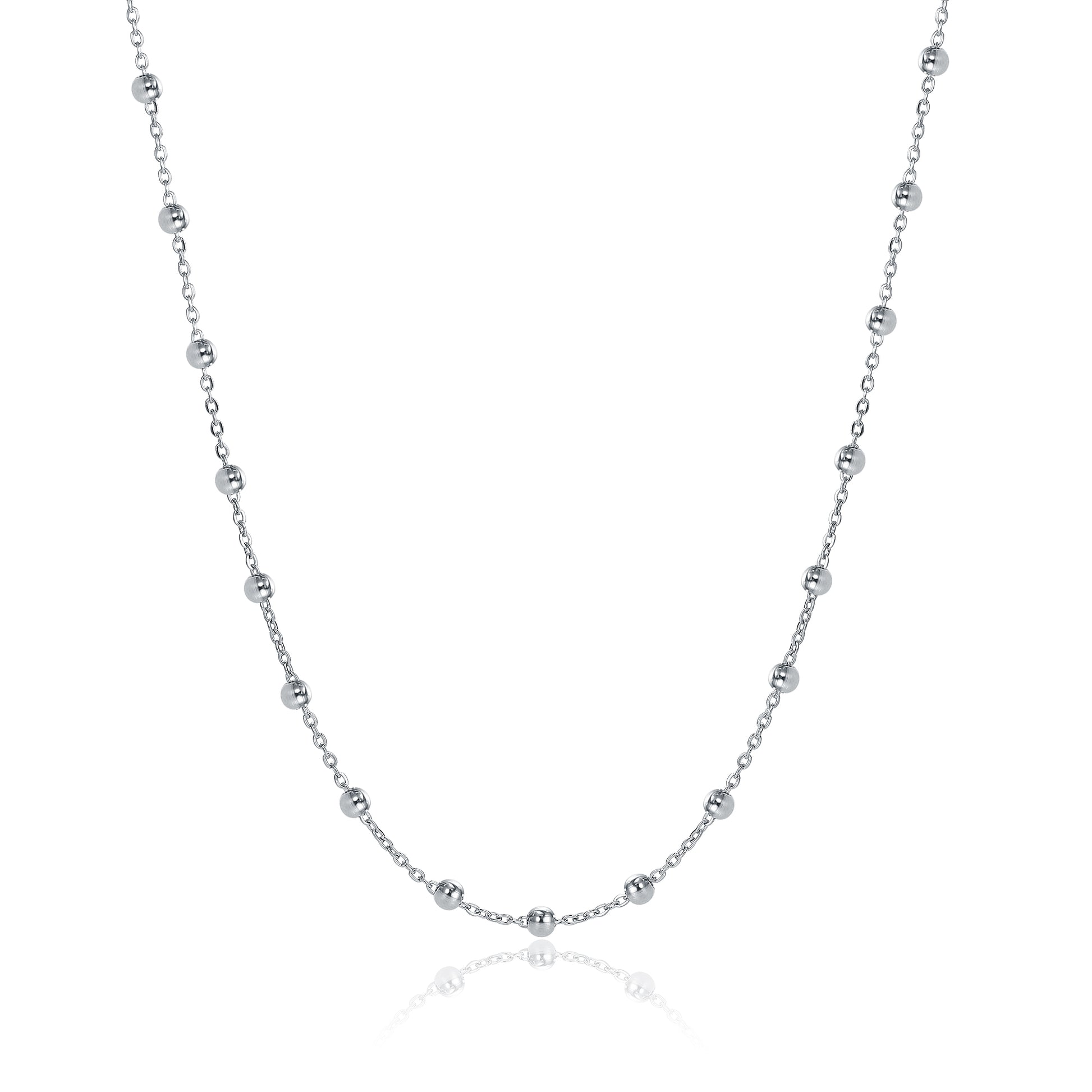 Collana Catena Sfere 4mm distanti 1.5cm da 100cm in acciaio inox Vita - Brand Gioielli
