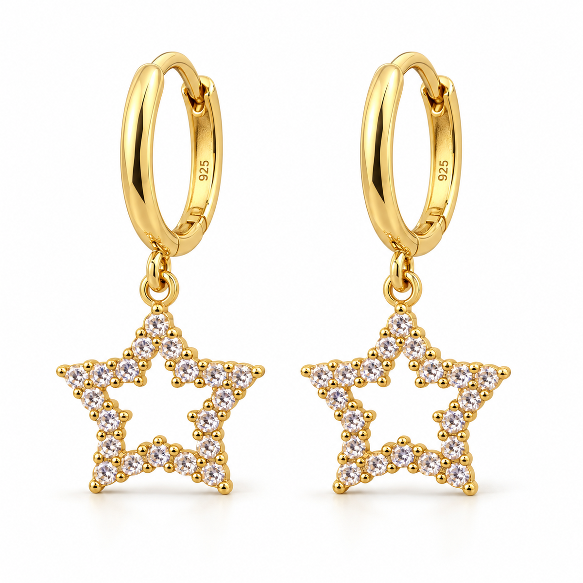 Orecchini a Cerchio con Ciondolo Stella in Argento 925