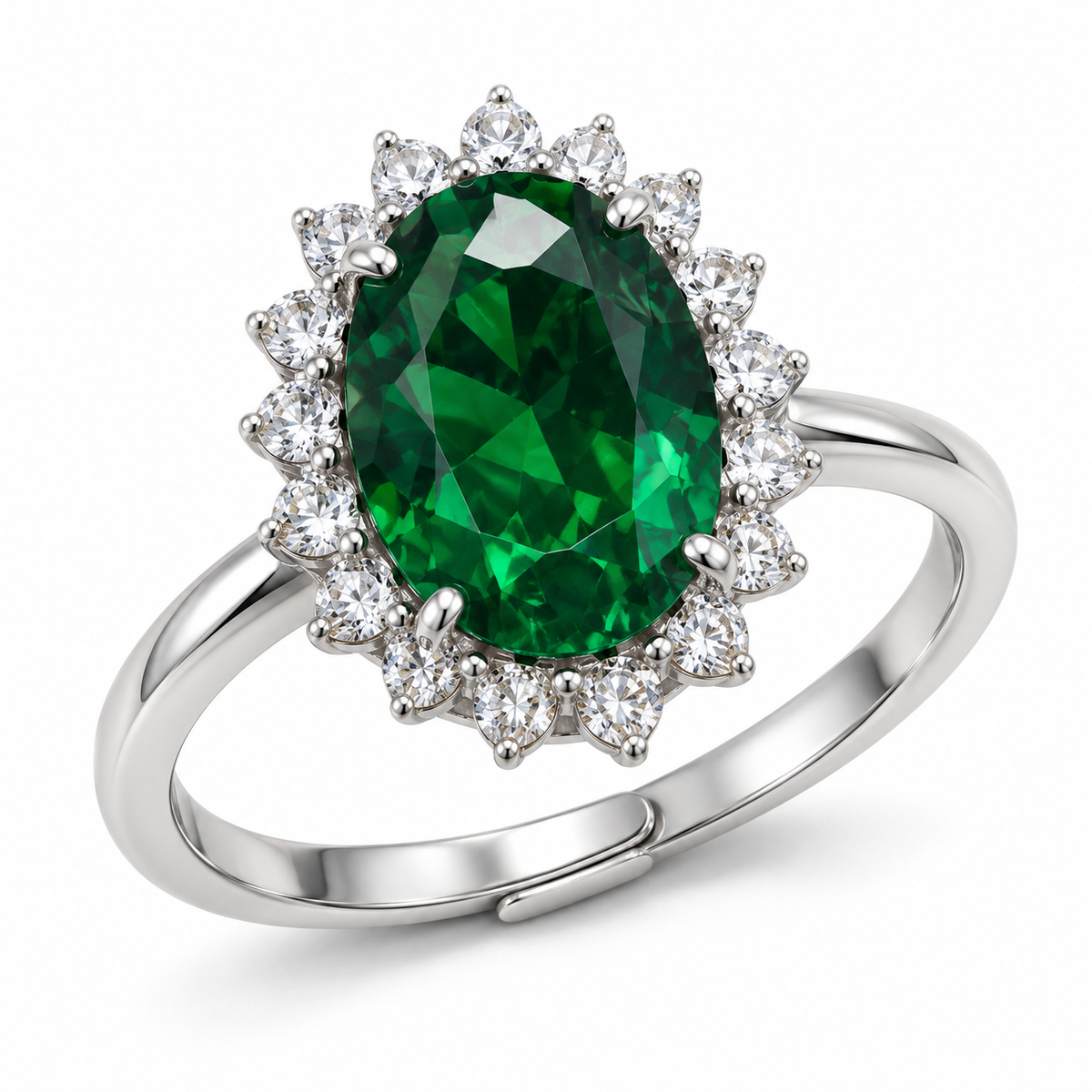 Verstelbare ring Royal Ovaal 14mm in 925 zilver