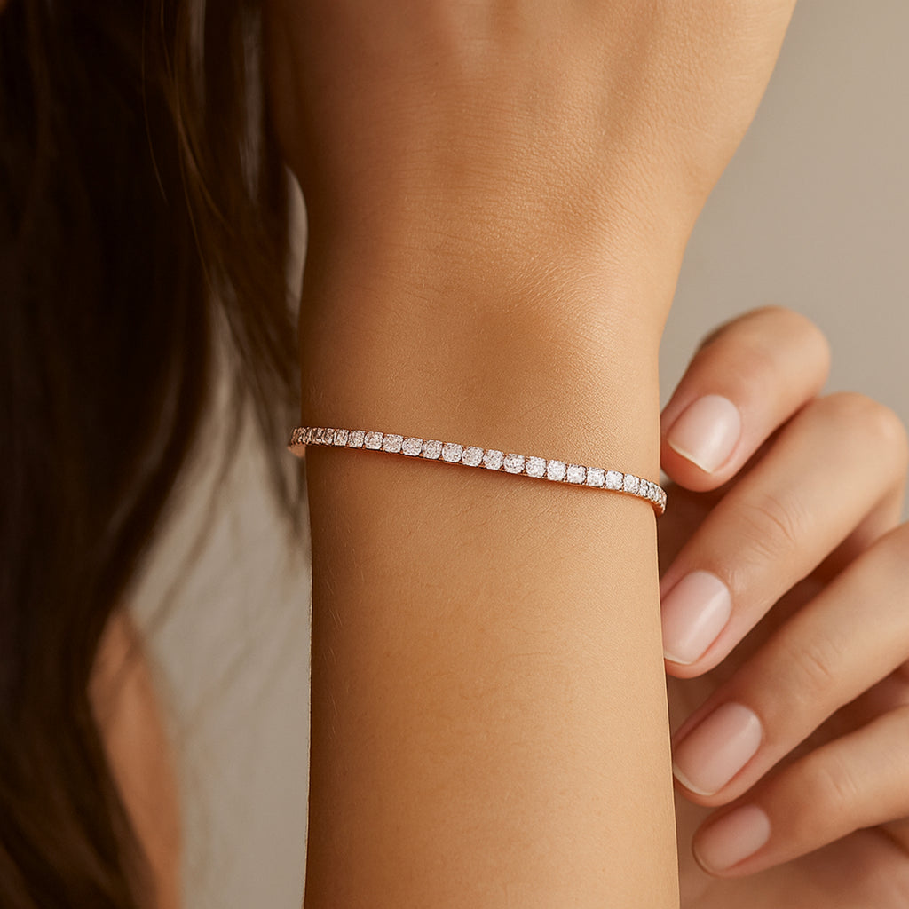 Bracciale Tennis Base Oro Rosa chiusura a scatto - Les Folies