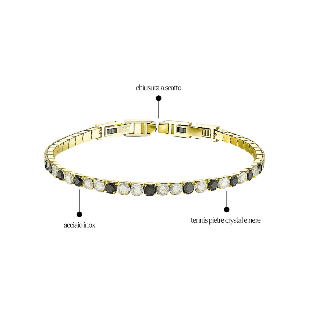 Bracciale Tennis 3mm Bicolore chiusura a scatto - Les Folies