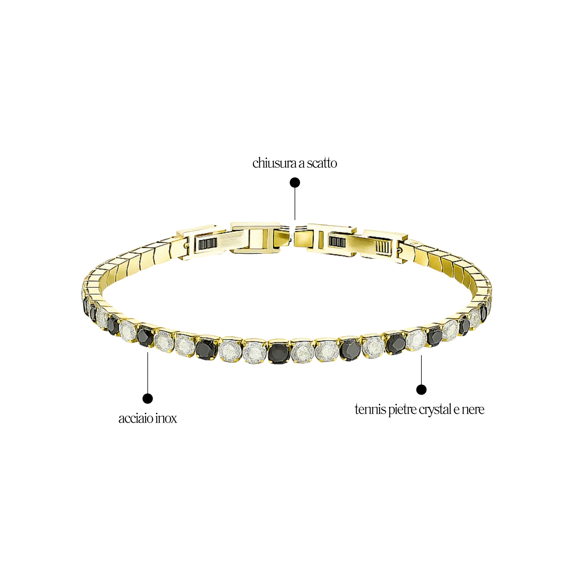Bracciale Tennis 3mm Bicolore chiusura a scatto - Les Folies
