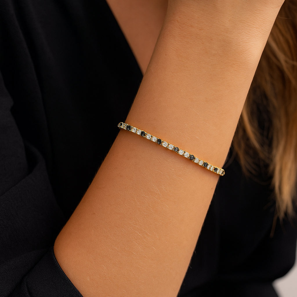 Bracciale Tennis 3mm Bicolore chiusura a scatto - Les Folies