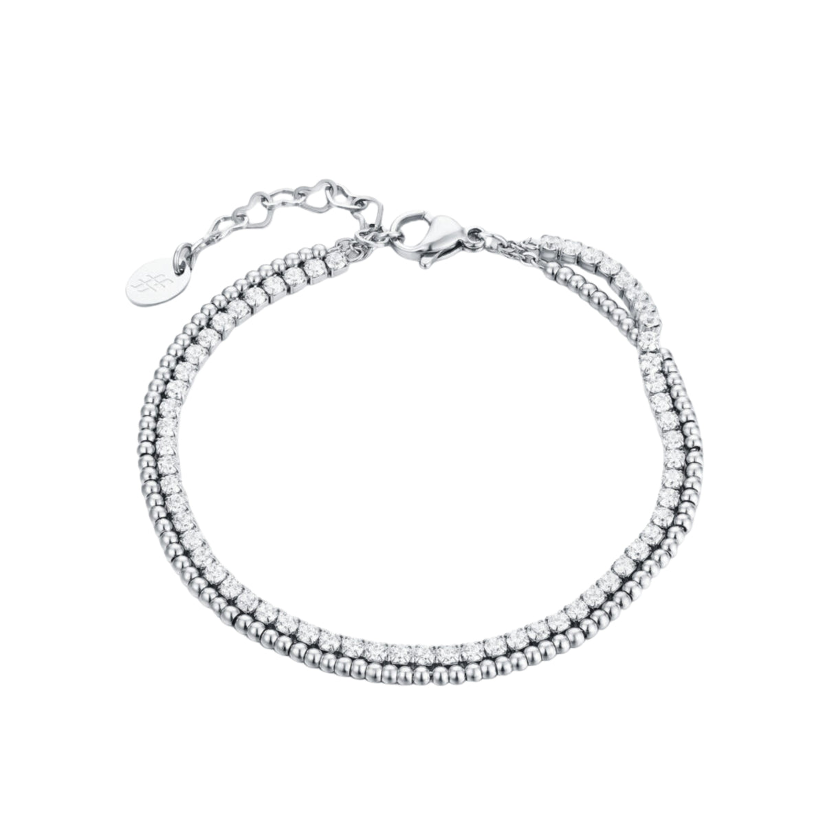 2mm White Crystal Double Tennis Bracelet