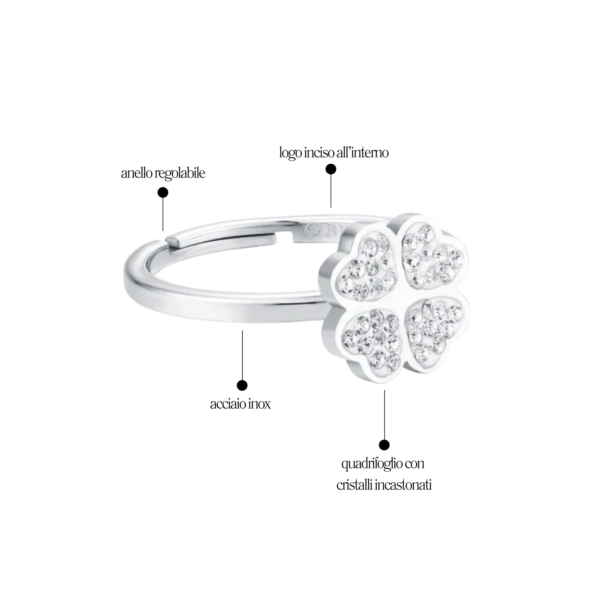 Anello Quadrifoglio Shine- Brand Gioielli