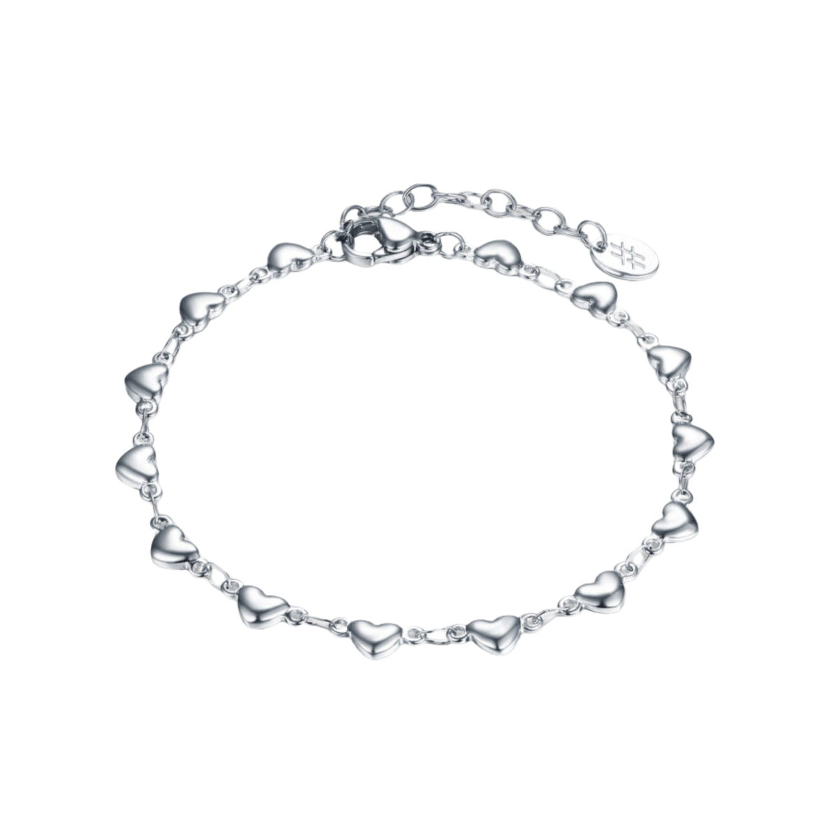 Bracciale Catena e Cuori Acciaio Inox - Brand