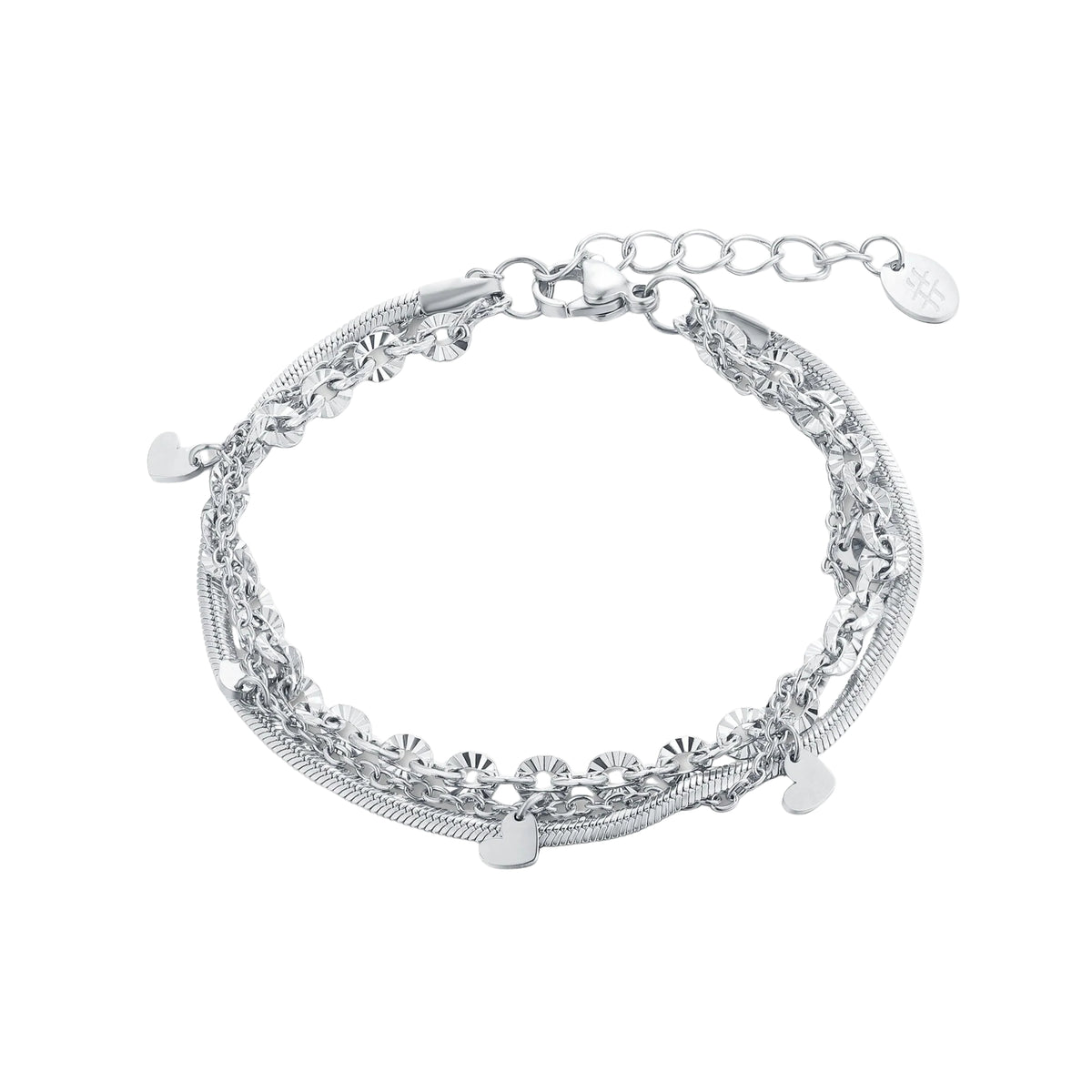 Bracciale Triplo Filo Cuoricini Acciaio Inox - Brand