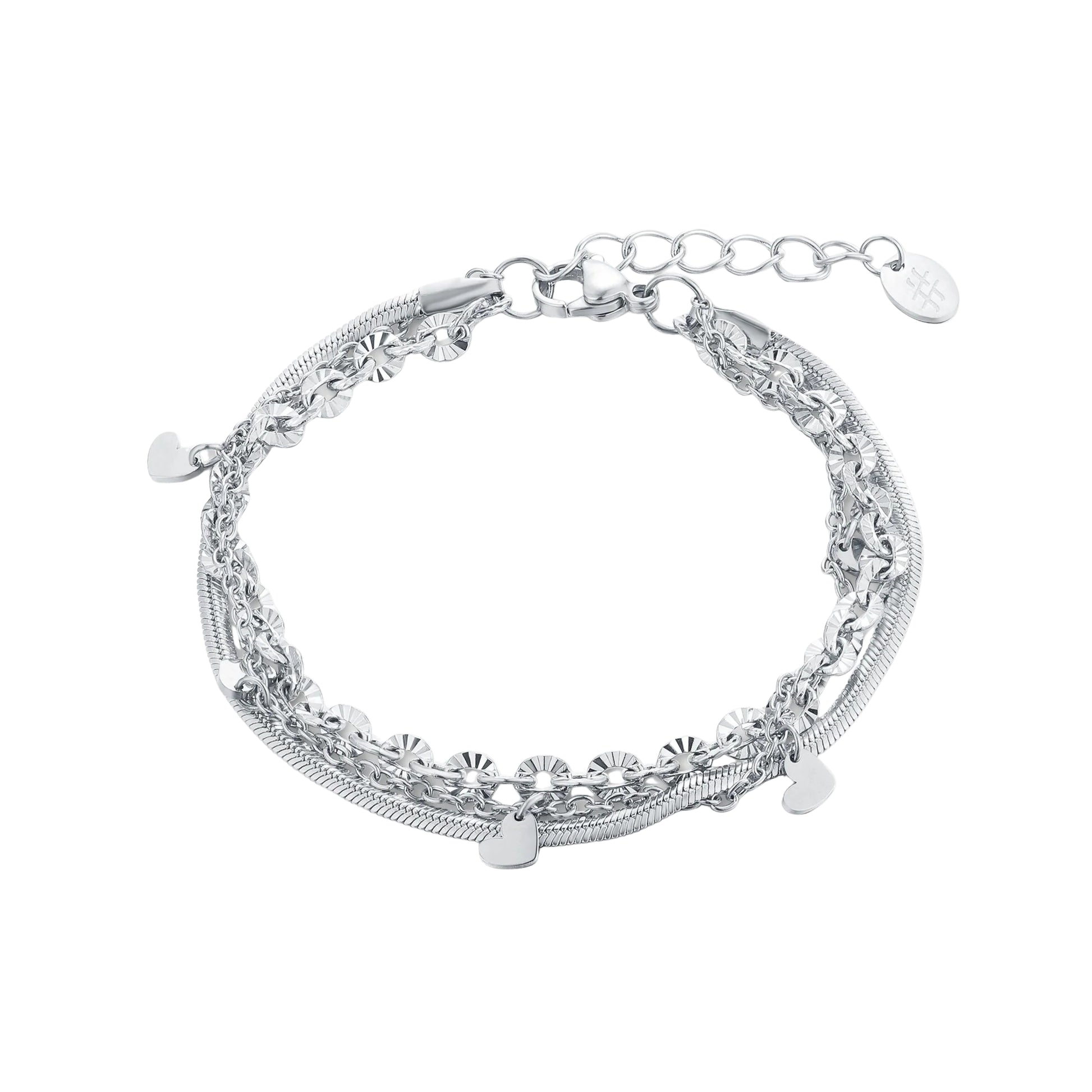 Bracciale Triplo Filo Cuoricini_AcciaioInox "BRAND"