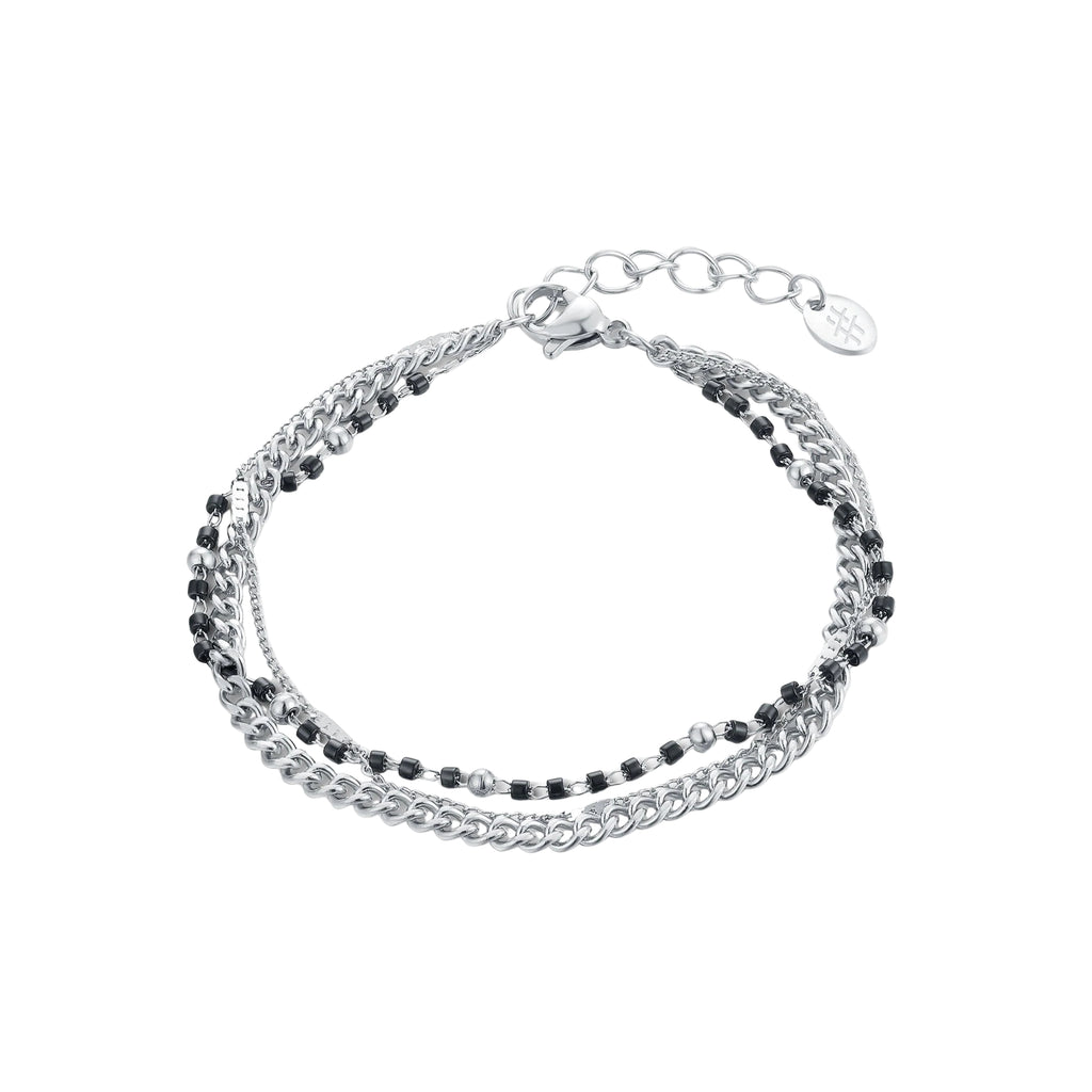 Bracciale Triplo Filo con Perline Acciaio Inox - Brand