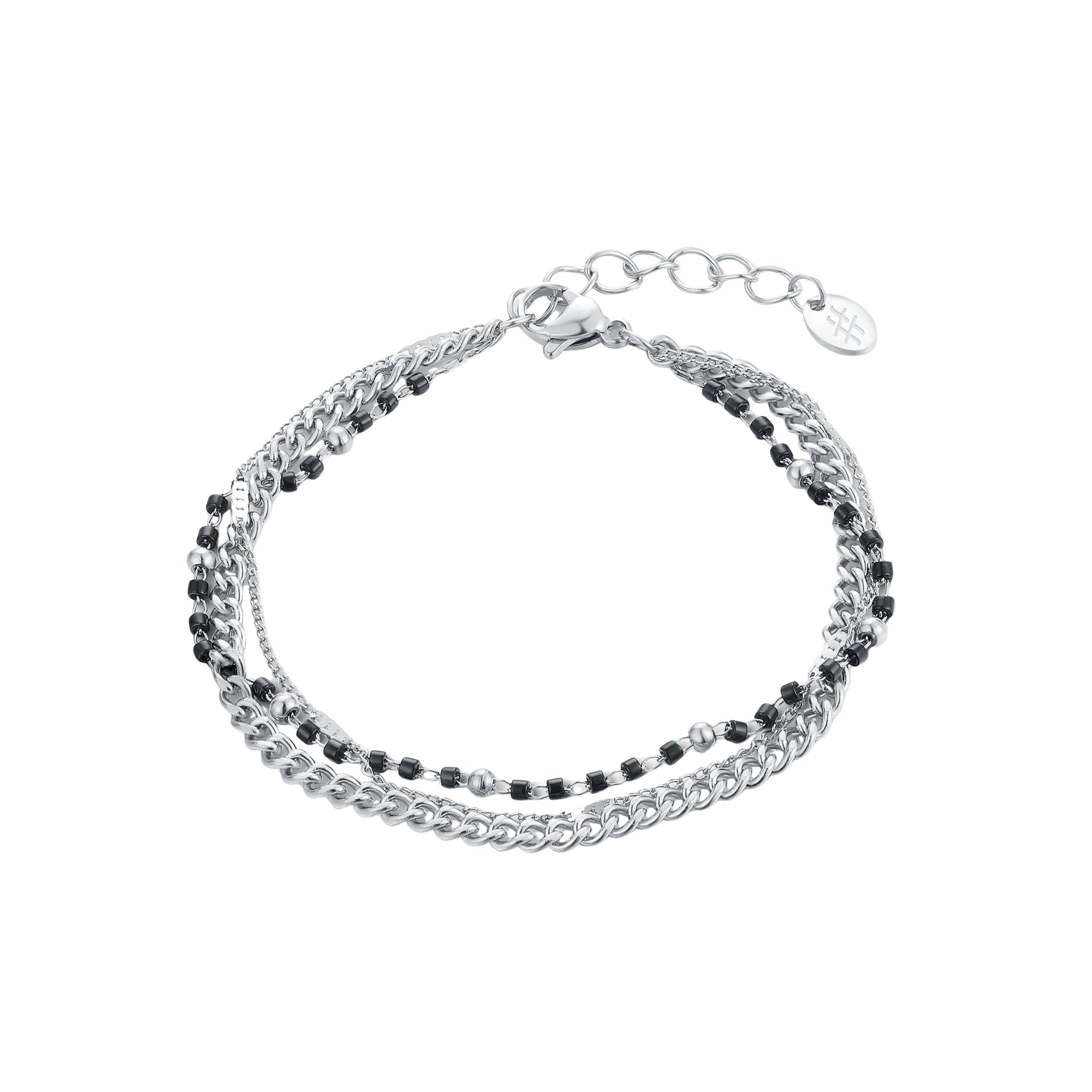 Bracciale Triplo Filo con Perline_AcciaioInox "BRAND"