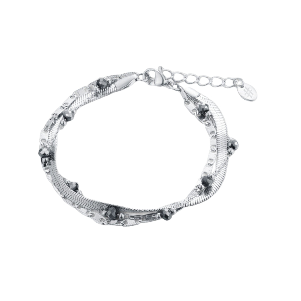 Bracciale Triplo Filo con Cristalli Acciaio Inox - Brand