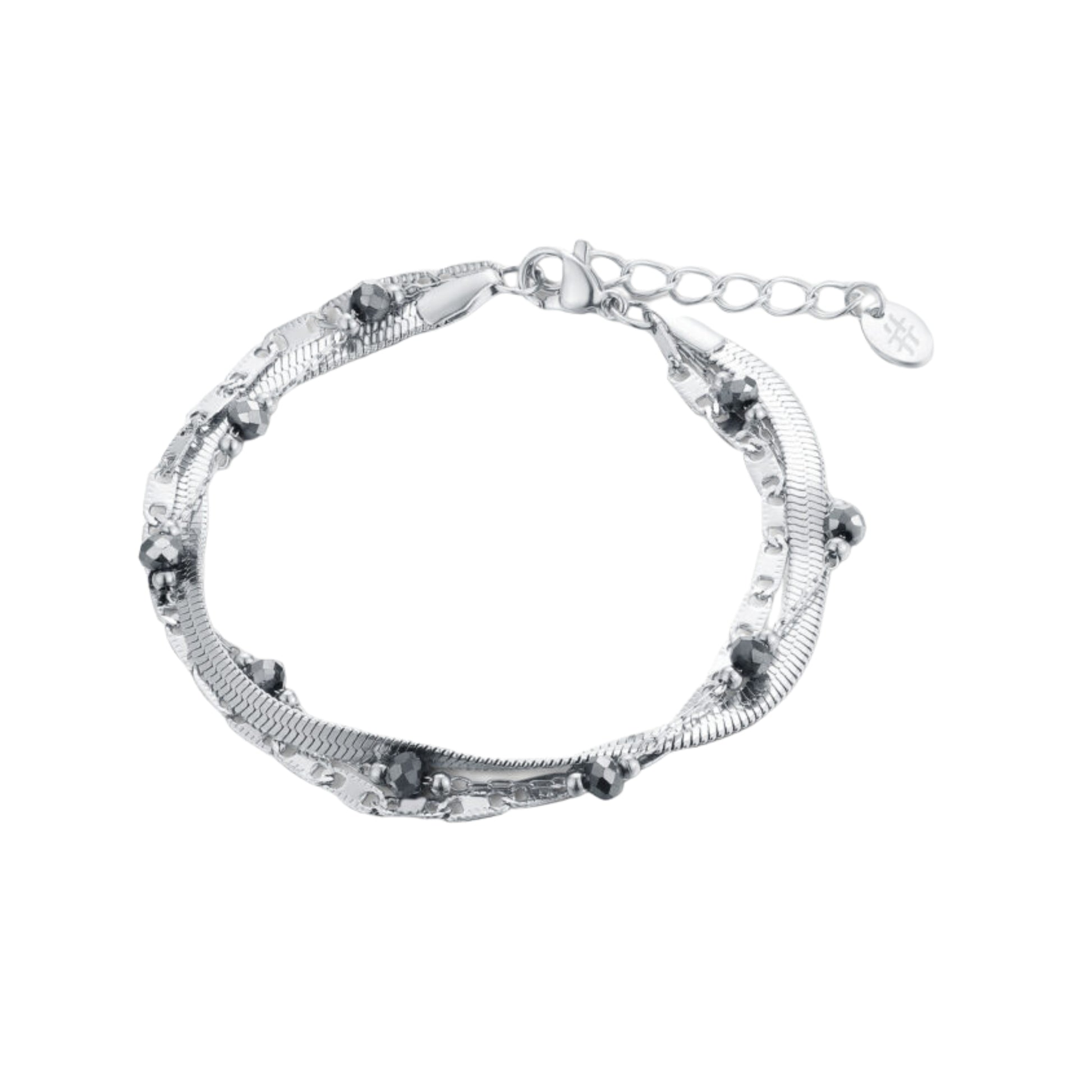 Bracciale Triplo Filo con Cristalli_AcciaioInox "BRAND"