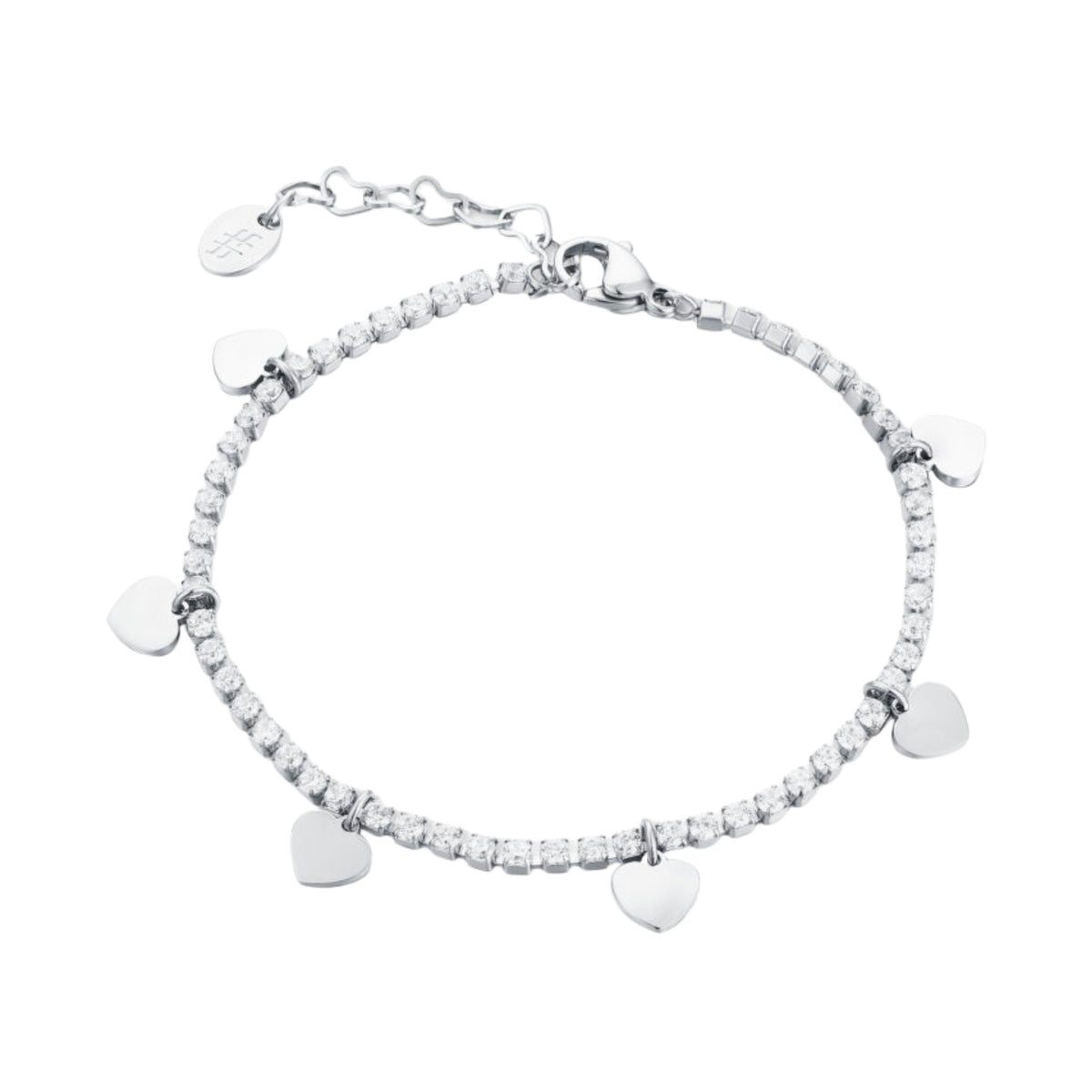 Bracciale Tennis Cuori Acciaio Inox - Brand