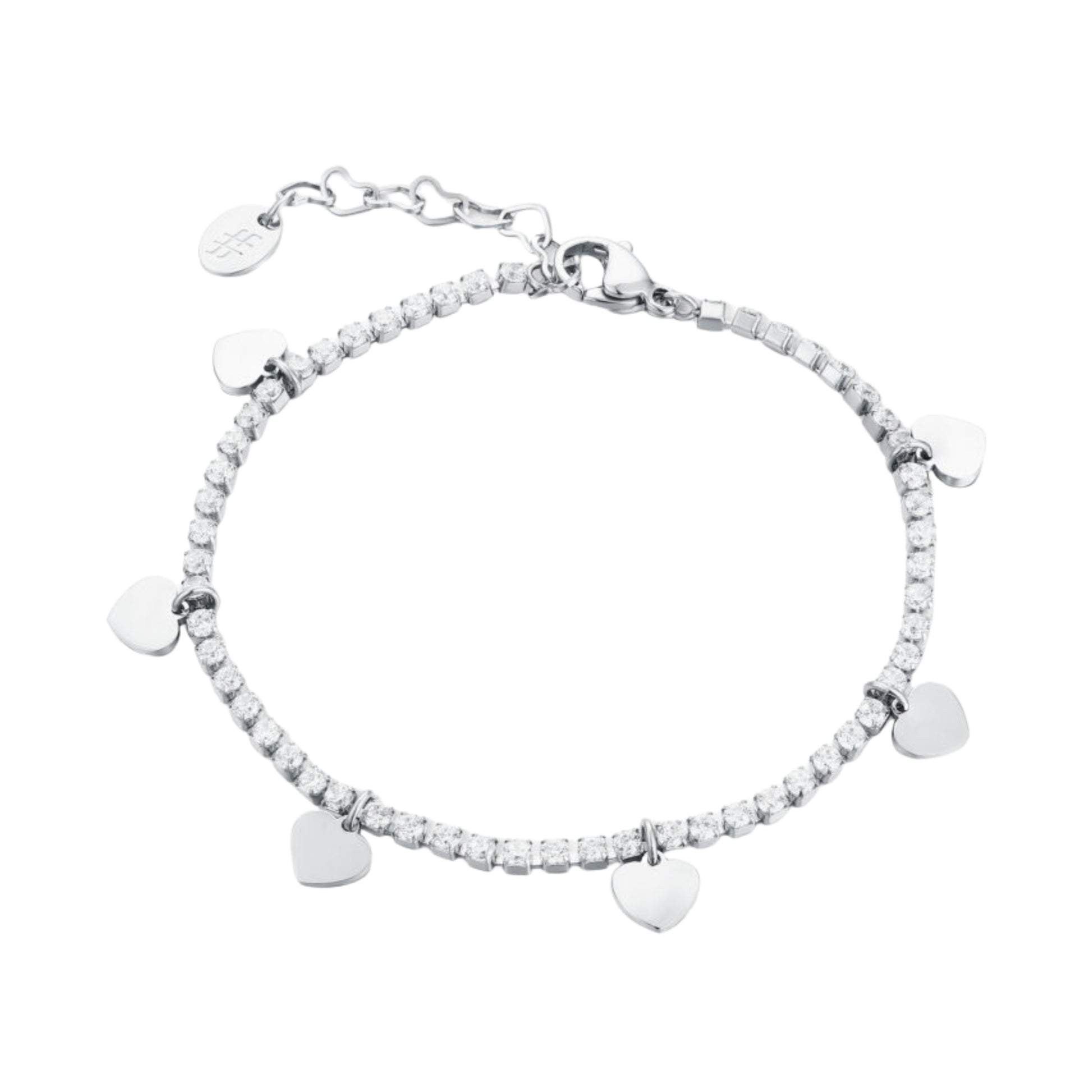 Bracciale Tennis Cuori_AcciaioInox "BRAND"