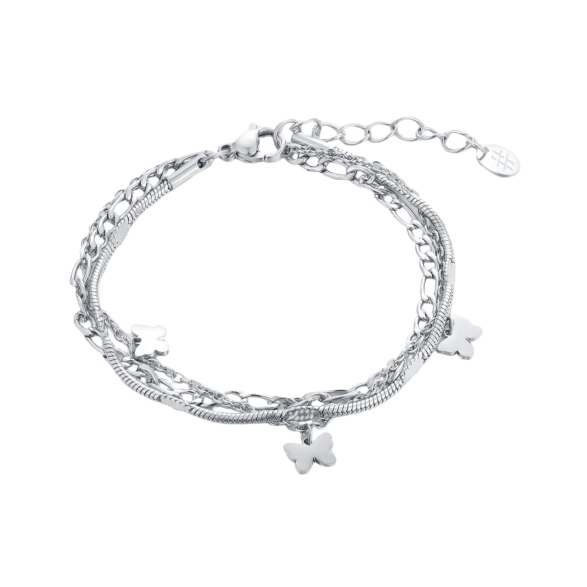 Bracciale Triplo Filo con Farfalle_AcciaioInox "BRAND"