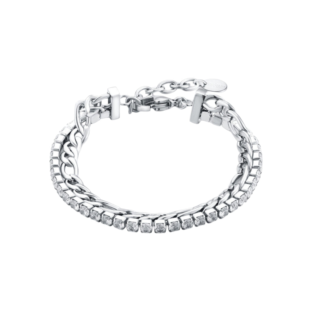 Bracciale Tennis Catena Figaro Acciaio Inox - Brand