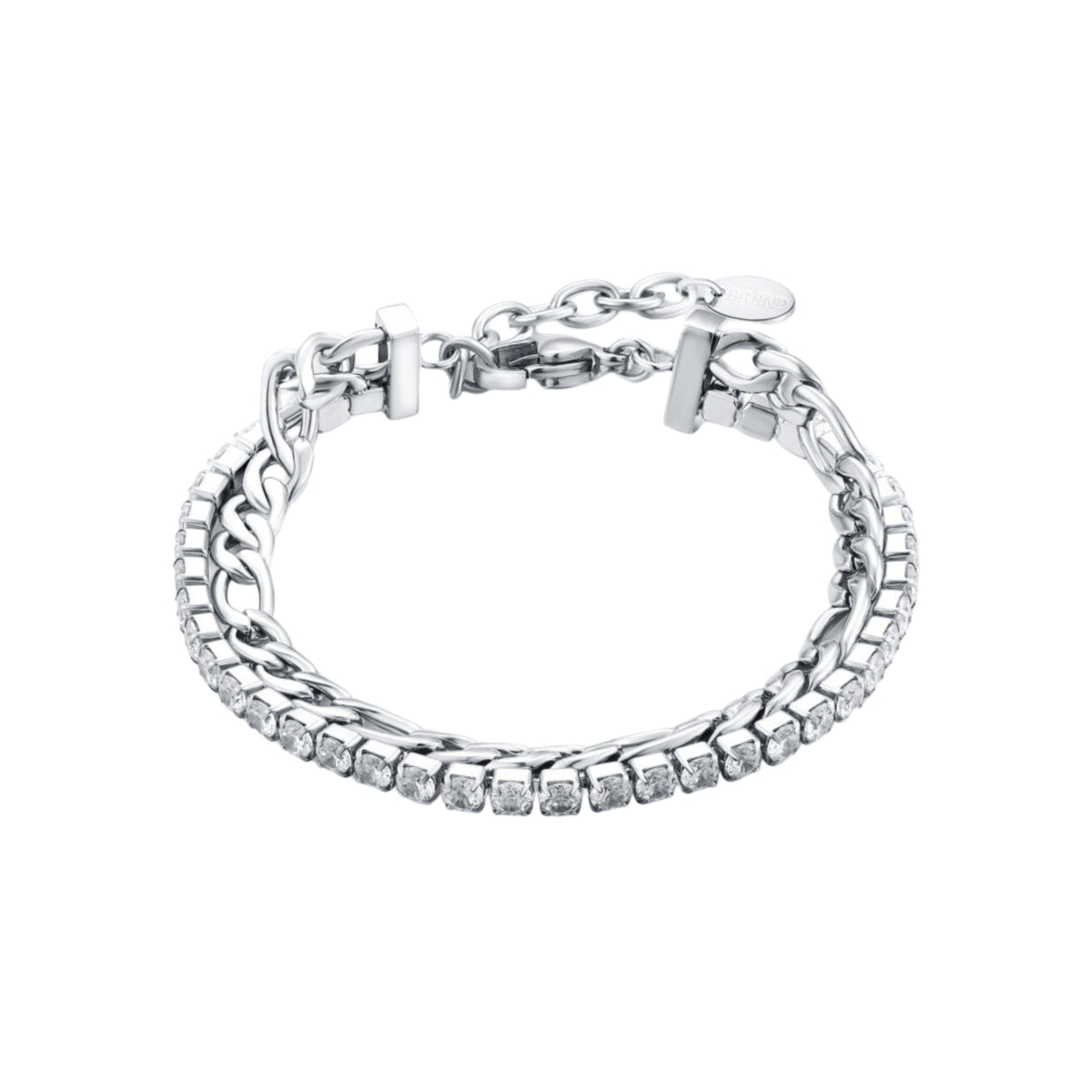 Bracciale Tennis Catena Figaro Acciaio Inox - Brand