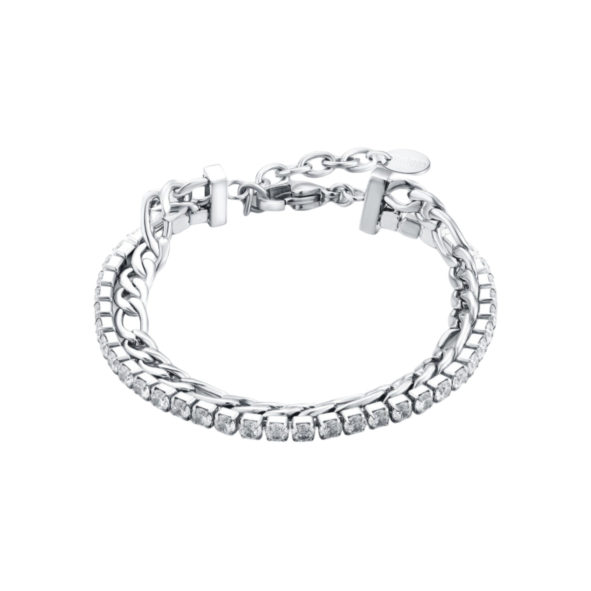 Bracciale Tennis Catena Figaro_AcciaioInox "BRAND"